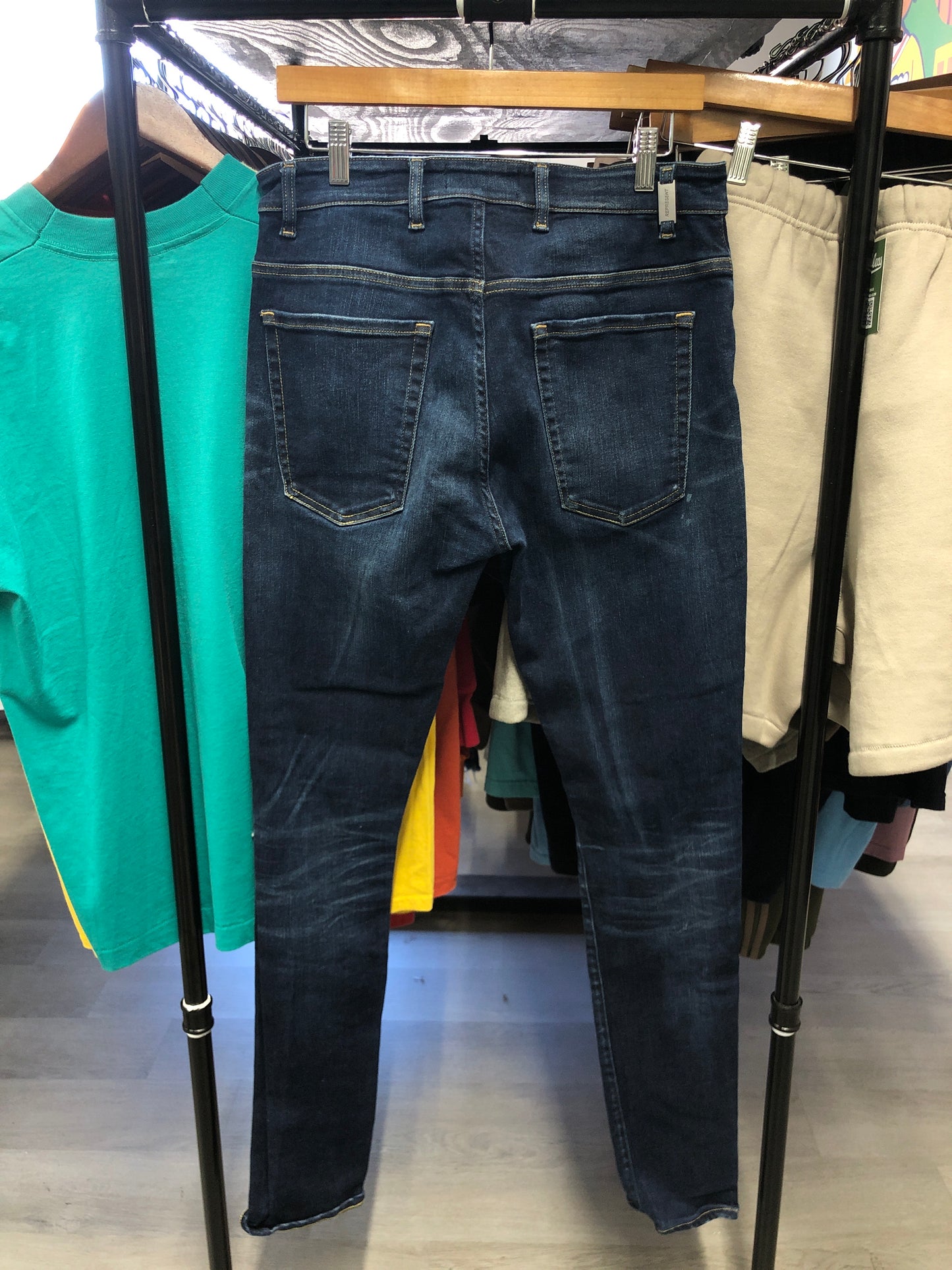 Represent Dark Blue Distressed Jeans