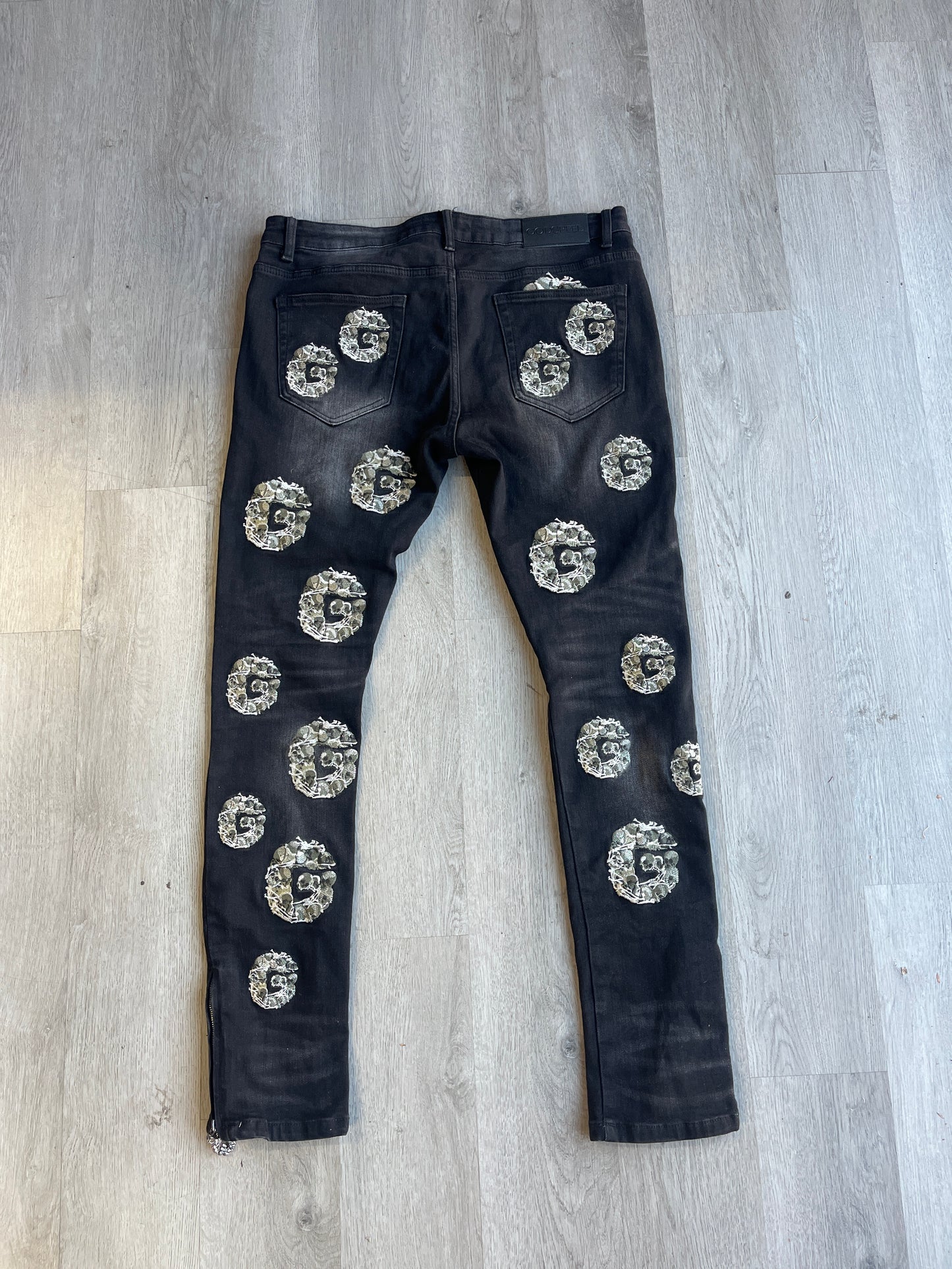Godspeed Black Skull Embroidery Jeans