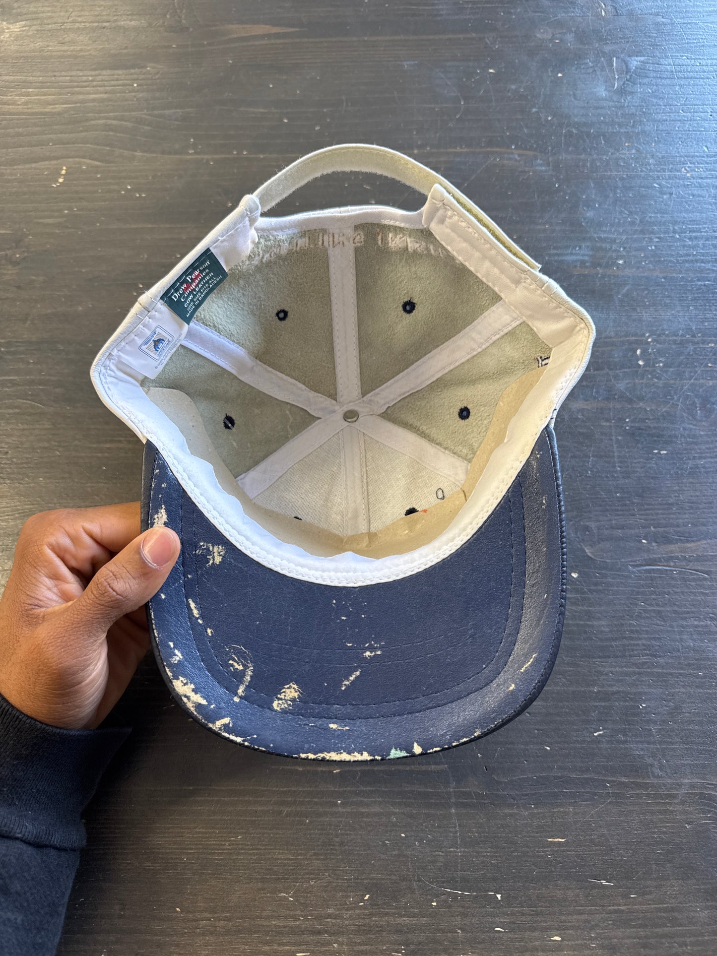 Vintage 90s Drew Pearson University Of Norte Dame Fighting Irish Leather Strap Back Hat