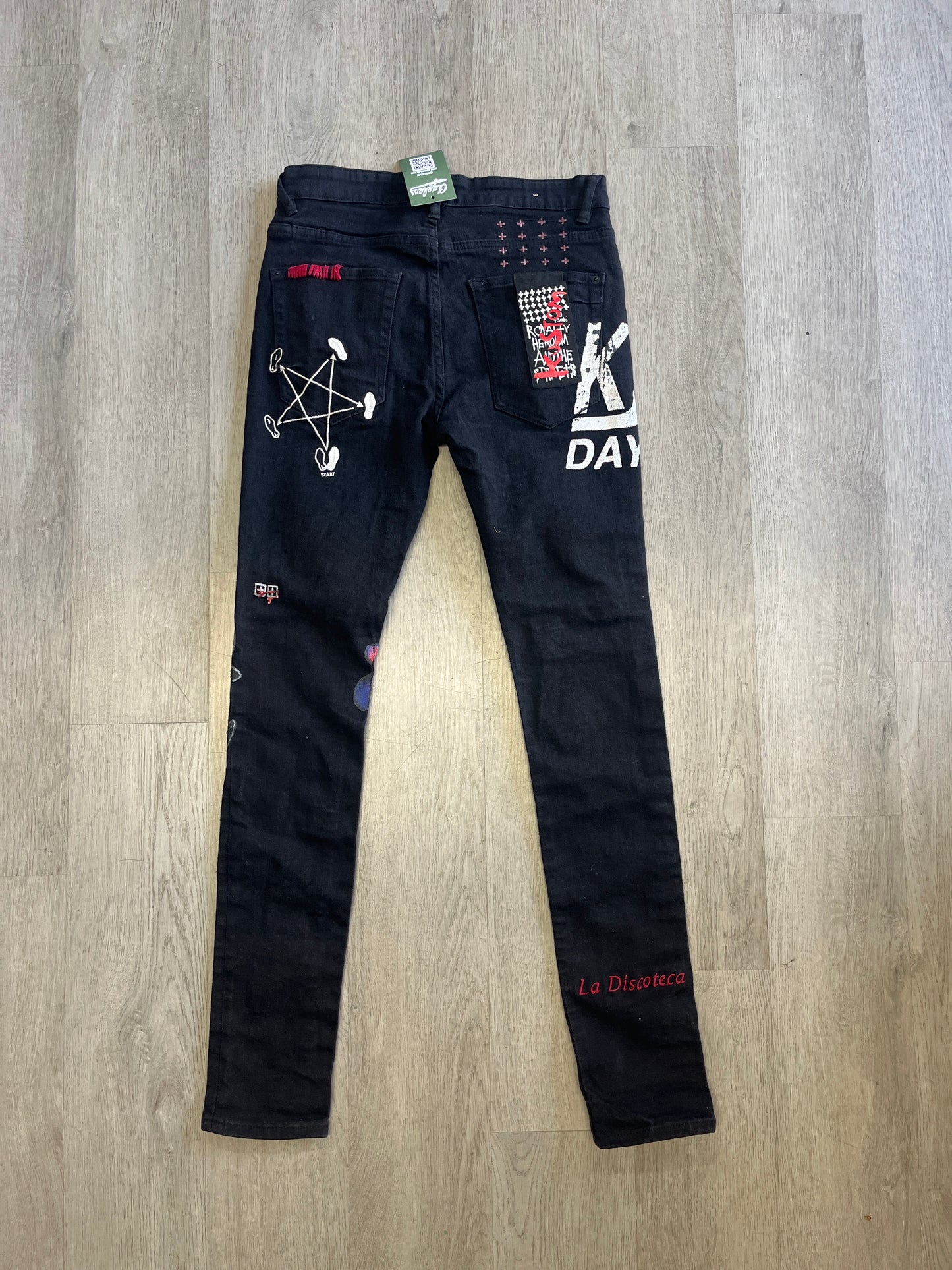 Ksubi x Kustom Embroidered Skinny Jeans