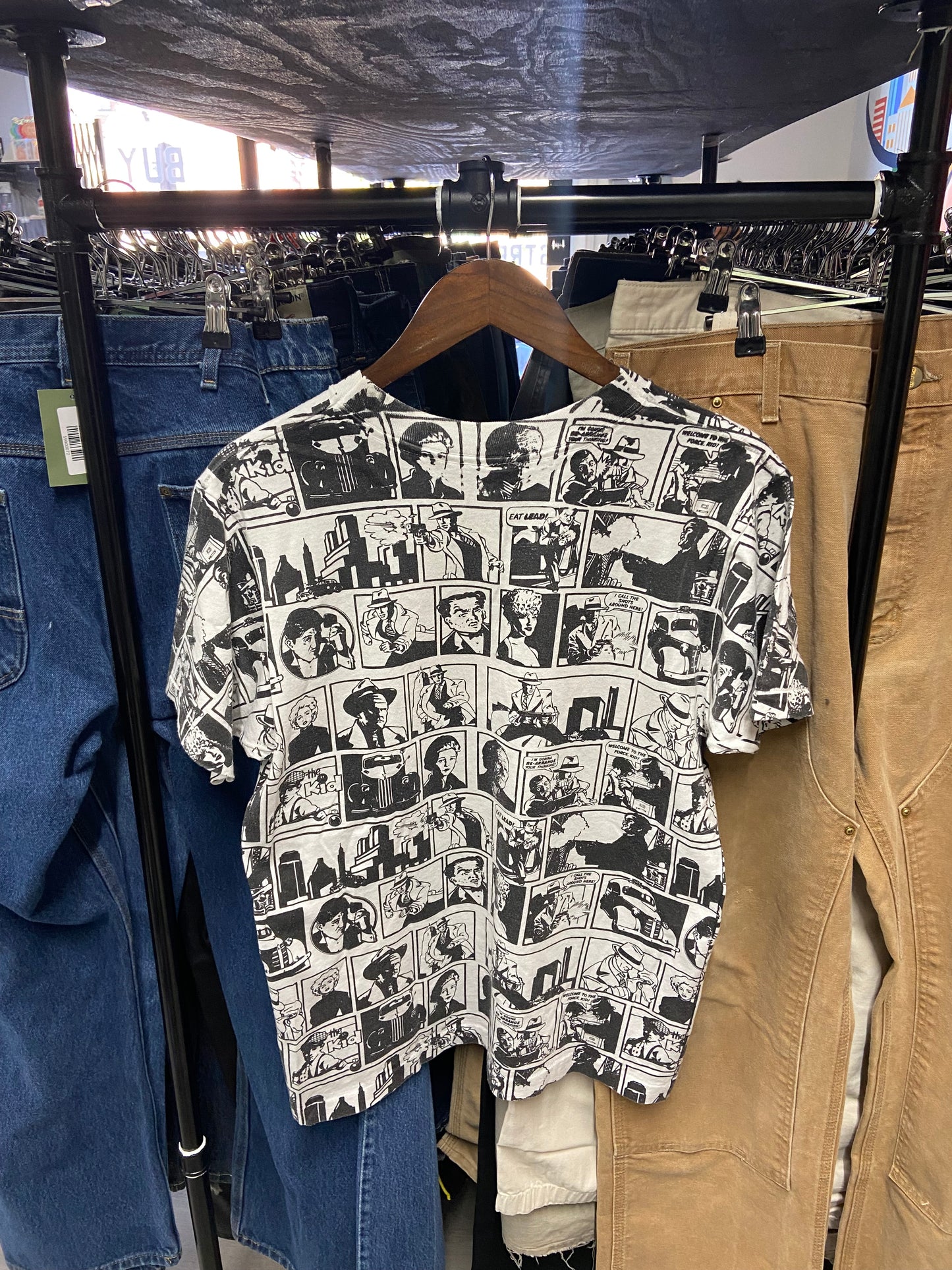 Vintage 1990s Disney Dick Tracy Comic Strip All Over Print Tee