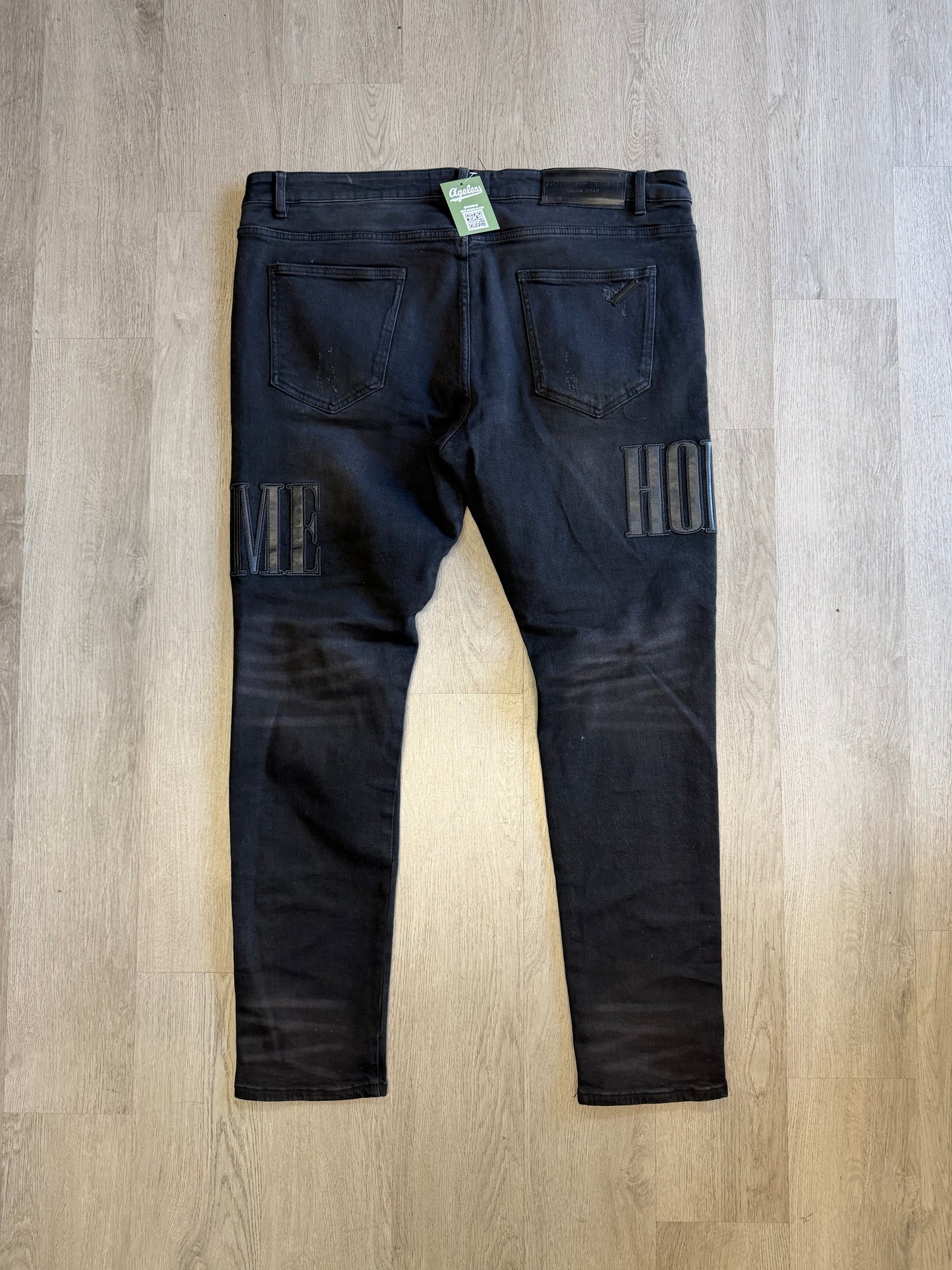 Homme Femme Black Embroidered Jeans