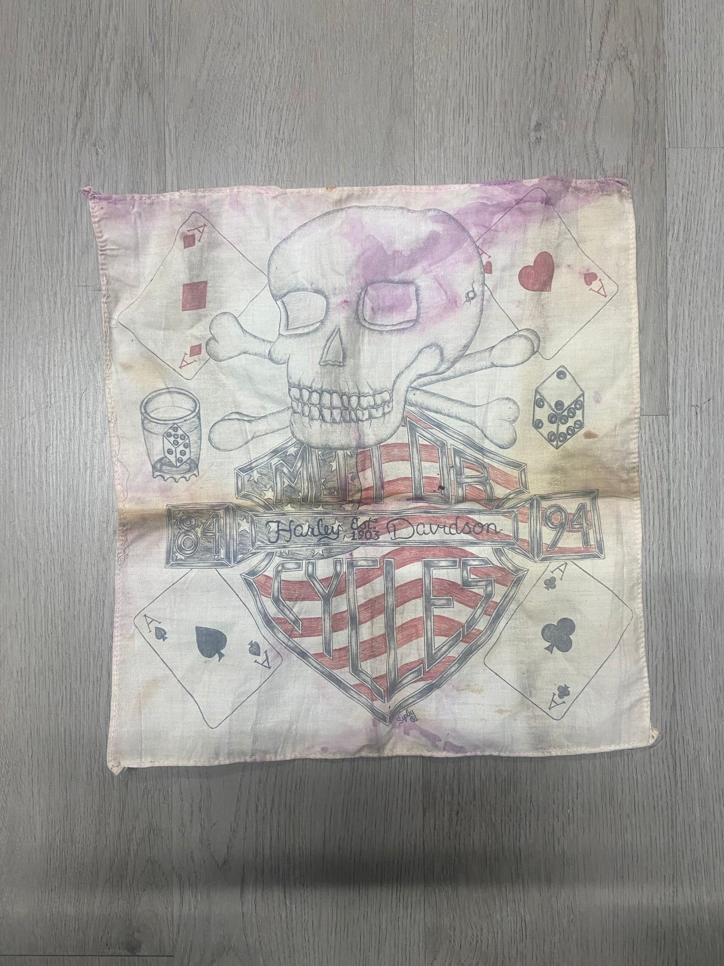 Vintage Harley-Davidson Large Skull Graphic Bandana