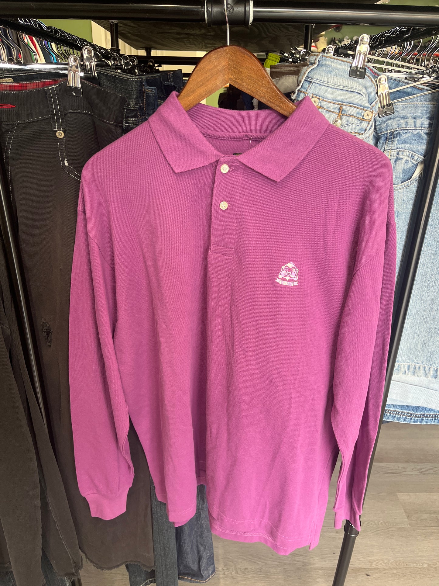 Evisu Purple Long Sleeve Collared Shirt