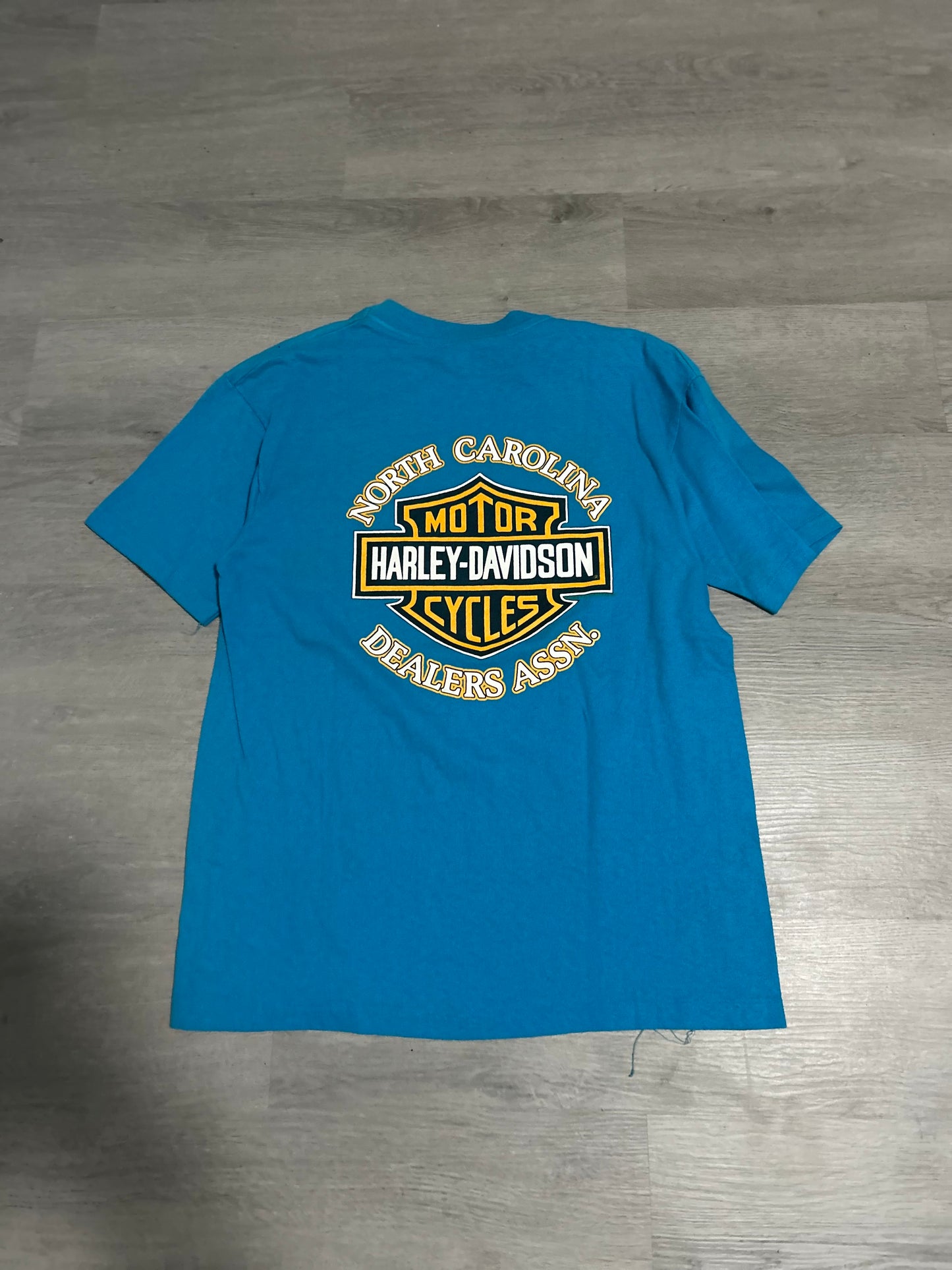 Blue Harley Davidson 1990 Beach Rallies North Carolina Tee