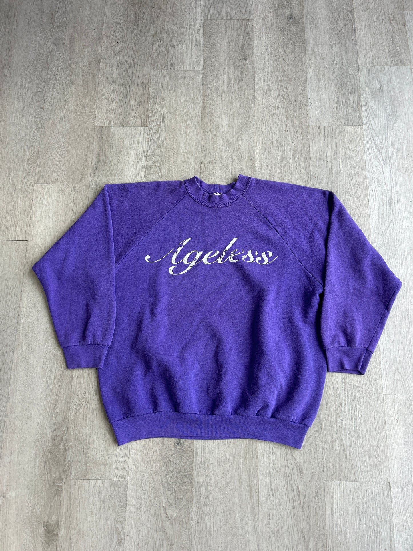 Vintage Fruit of The Loom Ageless Purple Script Sweatshirt