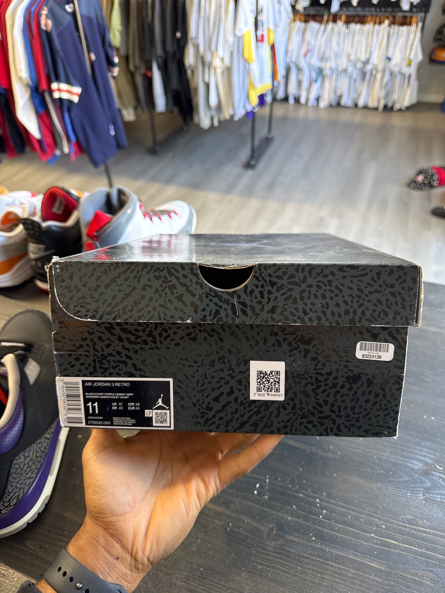 Pre-owned Jordan Retro 3 Black Court Purple