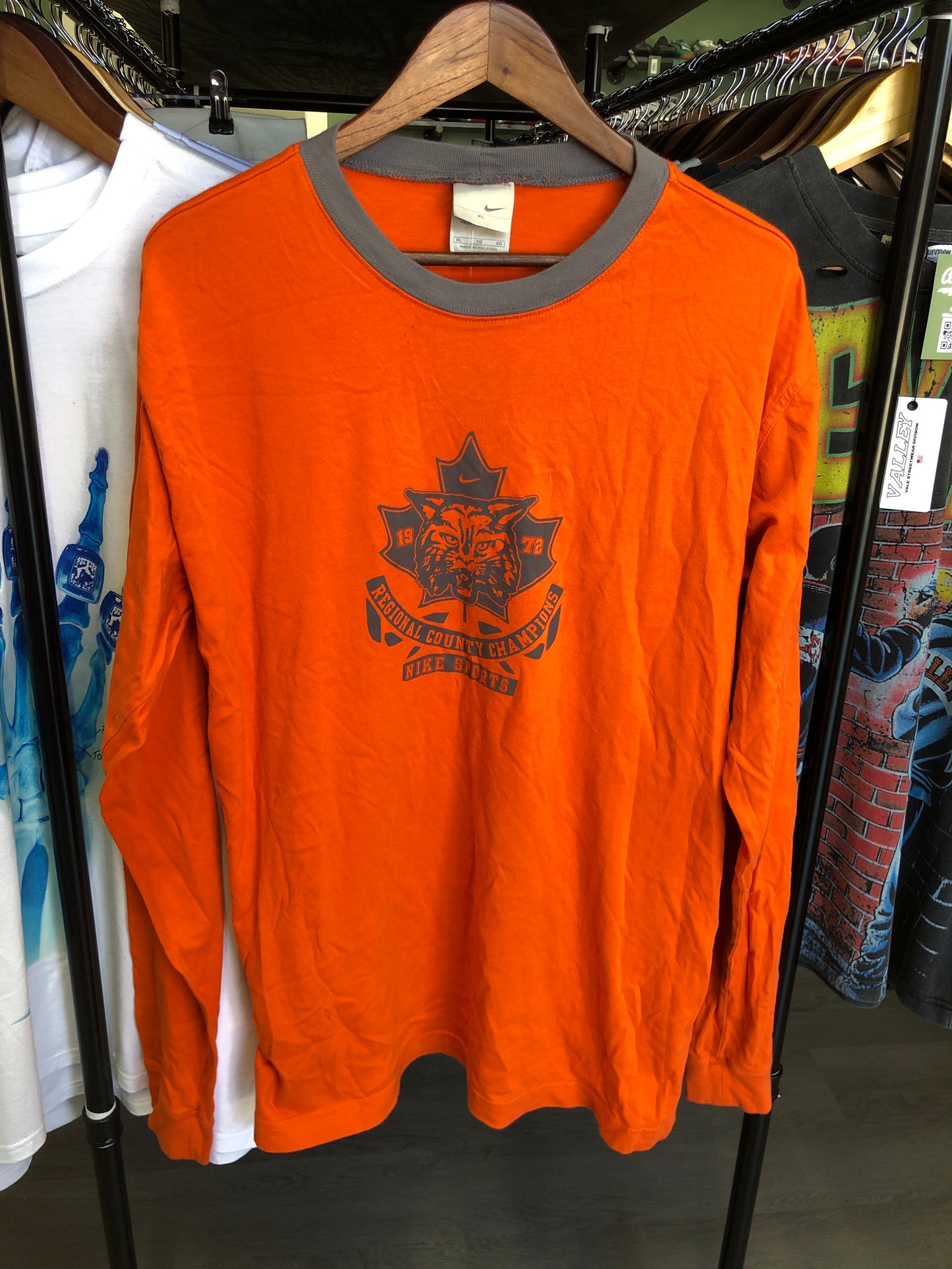 Vintage Nike Sports Orange Long Sleeve Tee