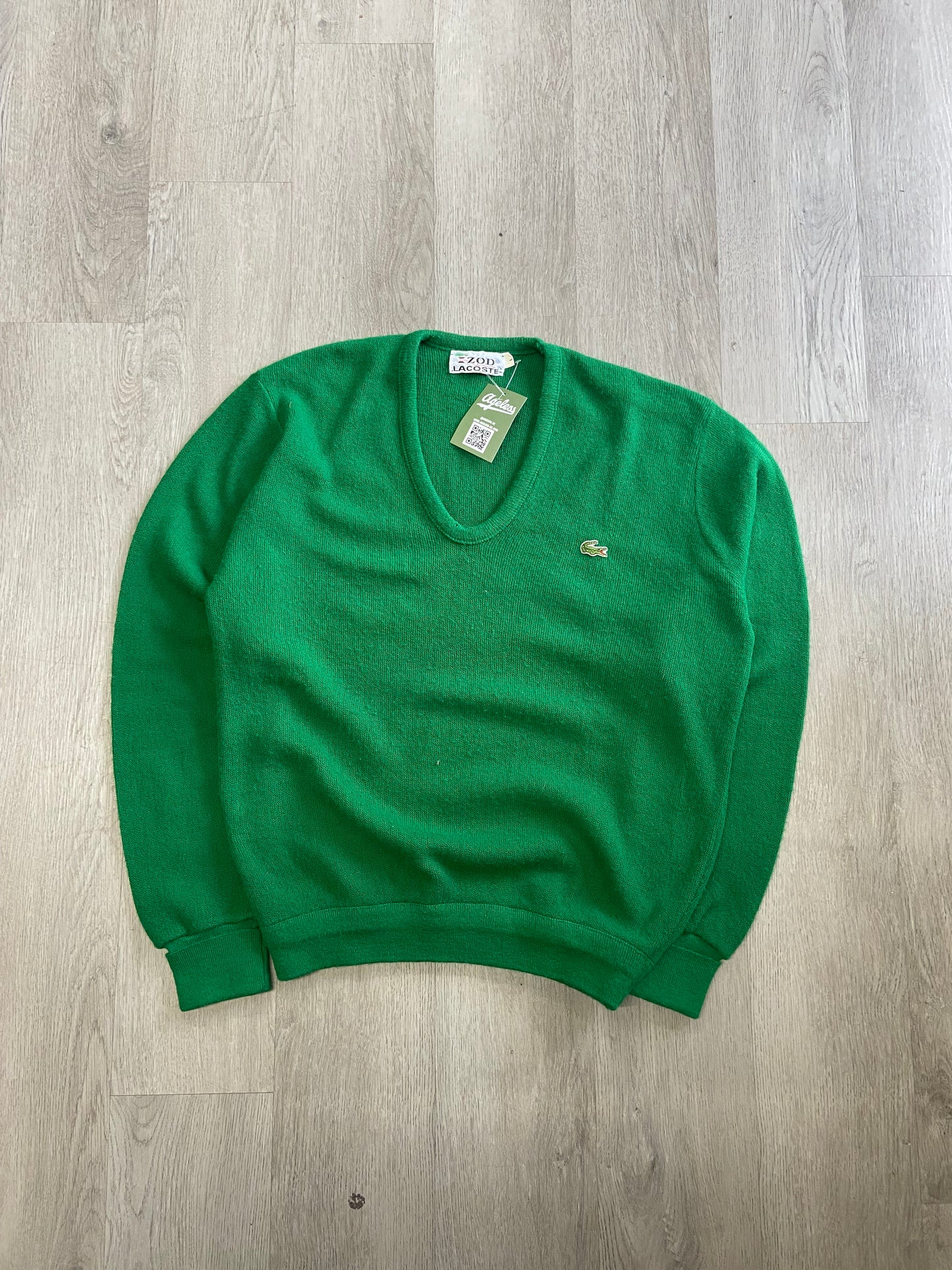 Vintage 70/80s Izod Lacoste Green V-neck Sweater