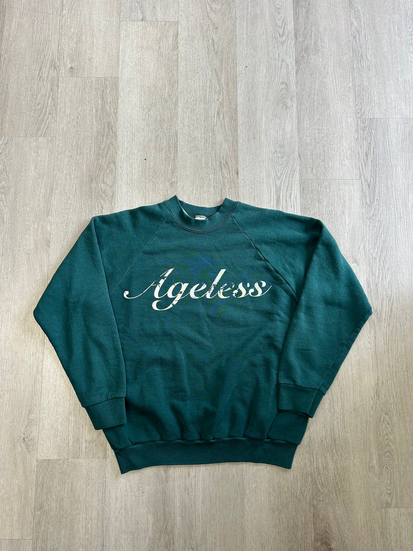 Vintage Fruit of The Loom Ageless Green Script Sweatshirt