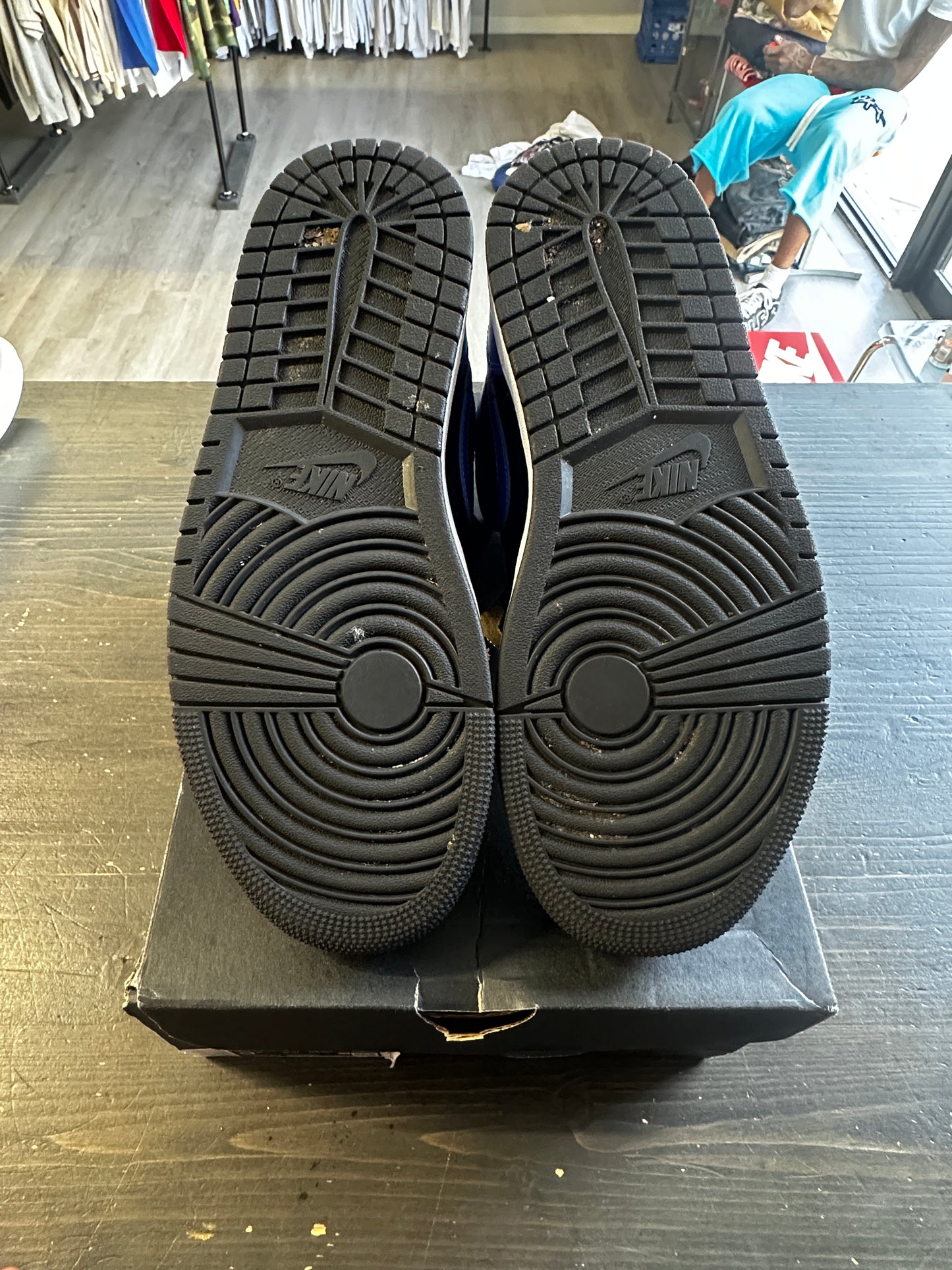 Pre-Owned Jordan 1 Mid Hyper Royal Tumbled Leather