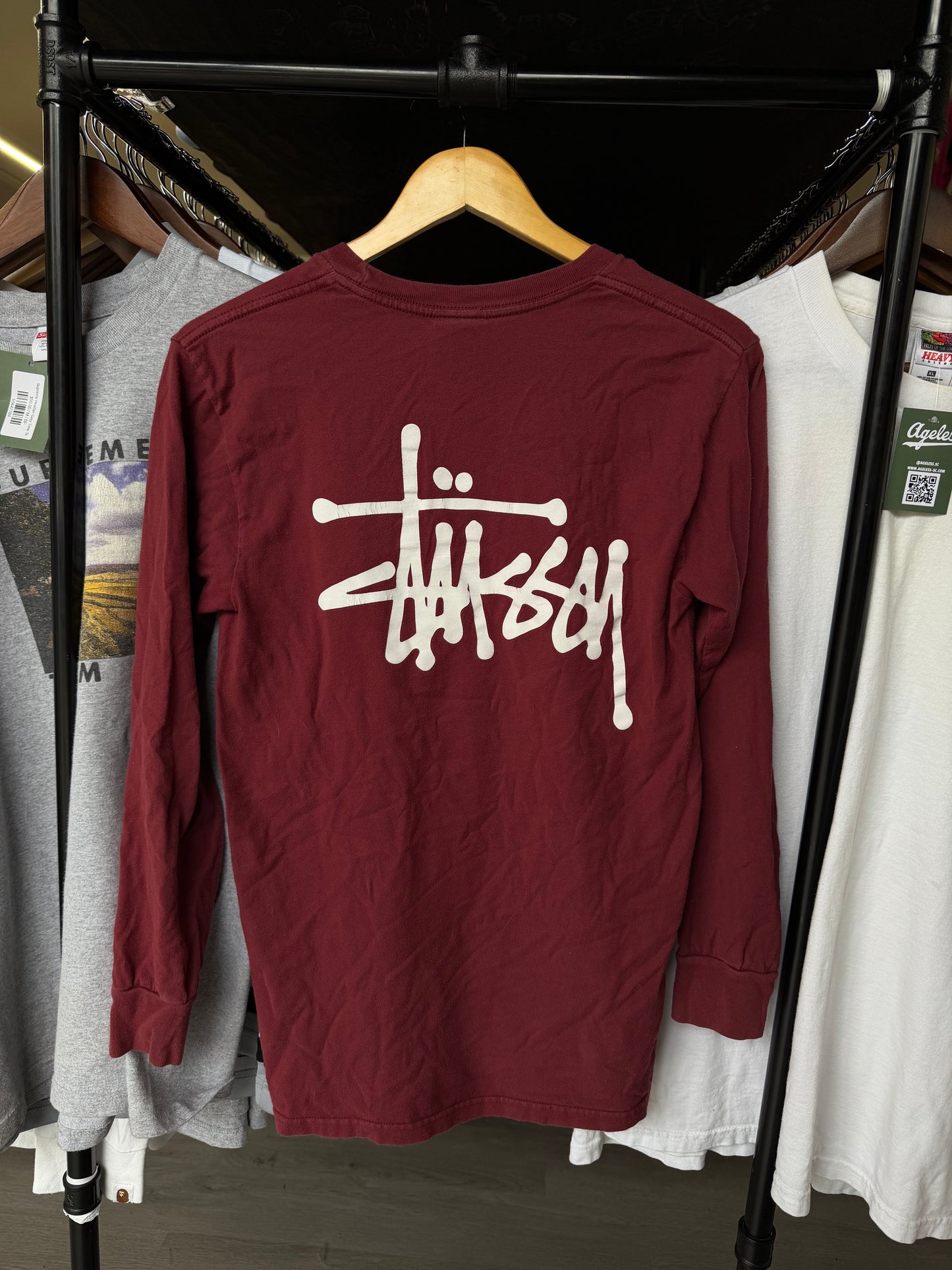 Stussy Maroon Long Sleeve Tee