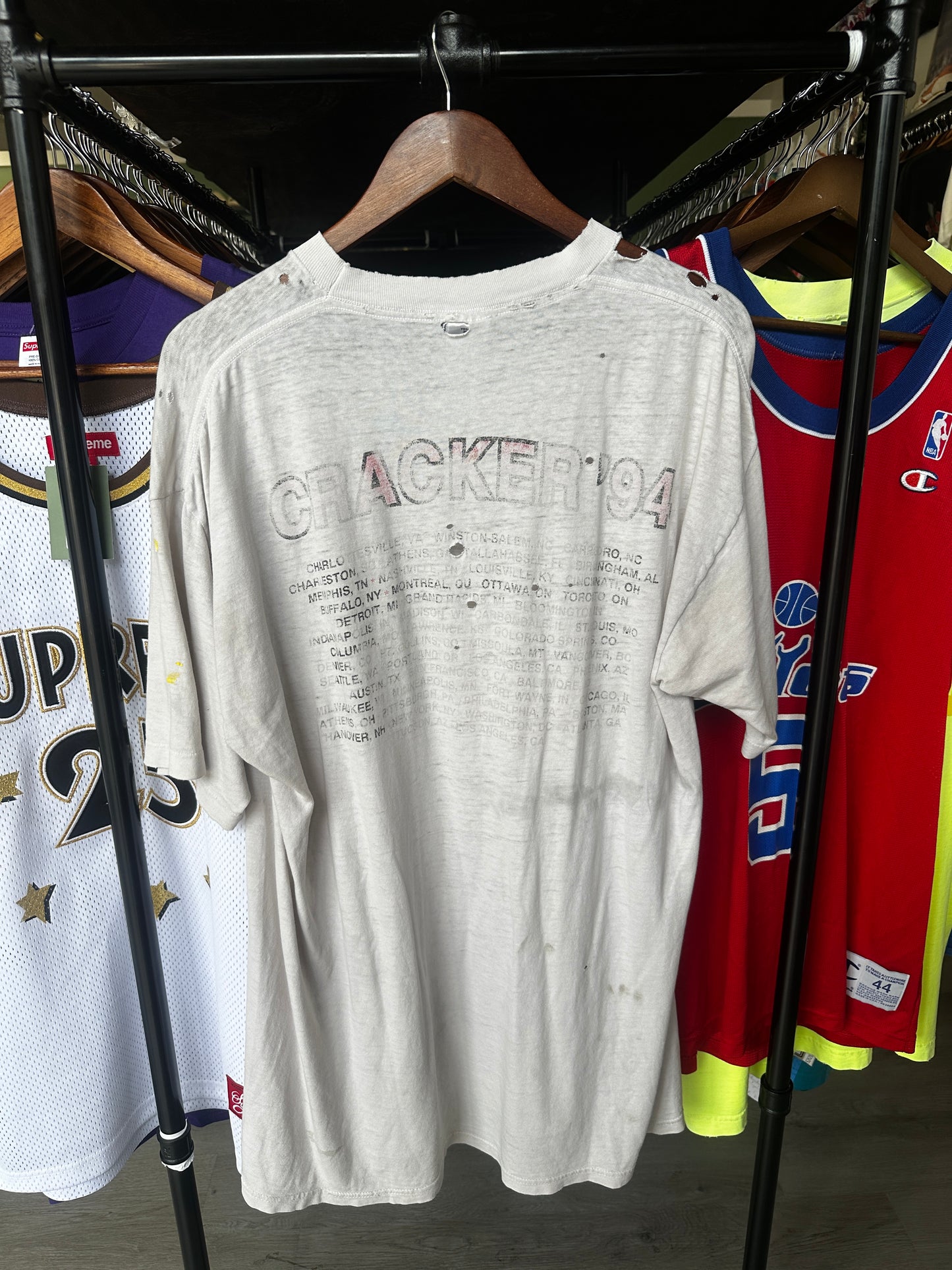 Vintage Thrashed 1994 Cracker Kerosene Hat Tour Shirt