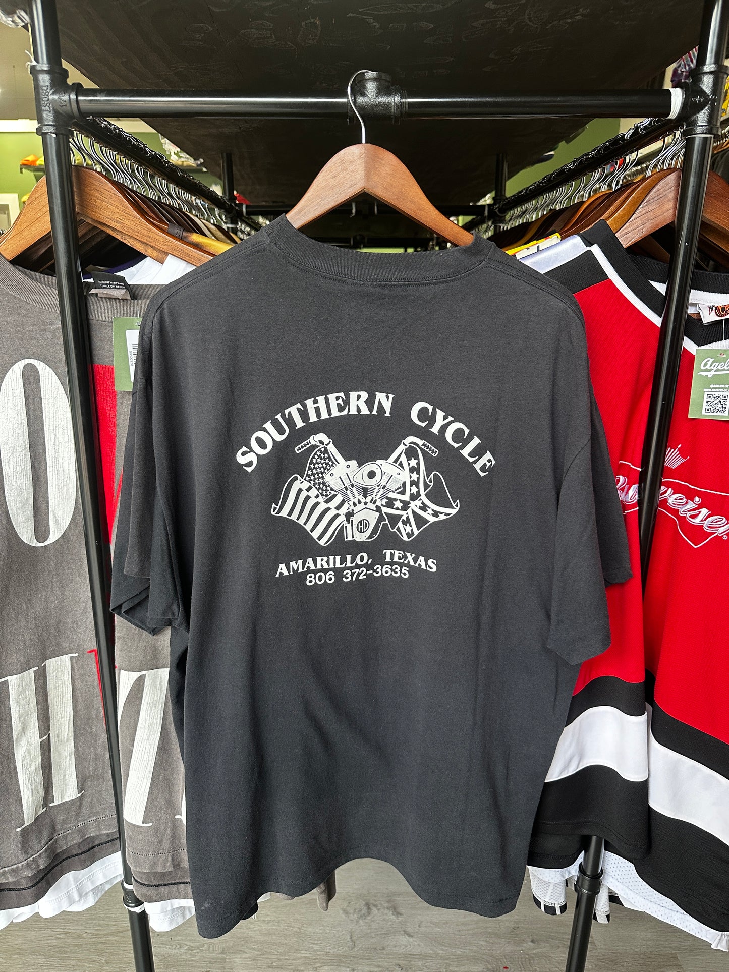 Vintage 3D Emblem Born Wild Eagle Lightning T Shirt Harley Thunder Tee