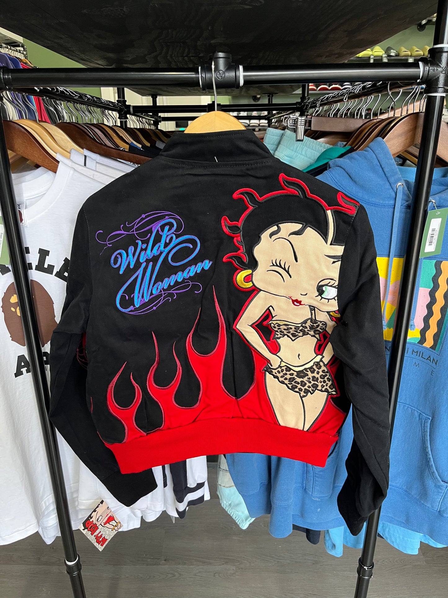 Women’s Vintage Betty Boop Flames Racing Jacket