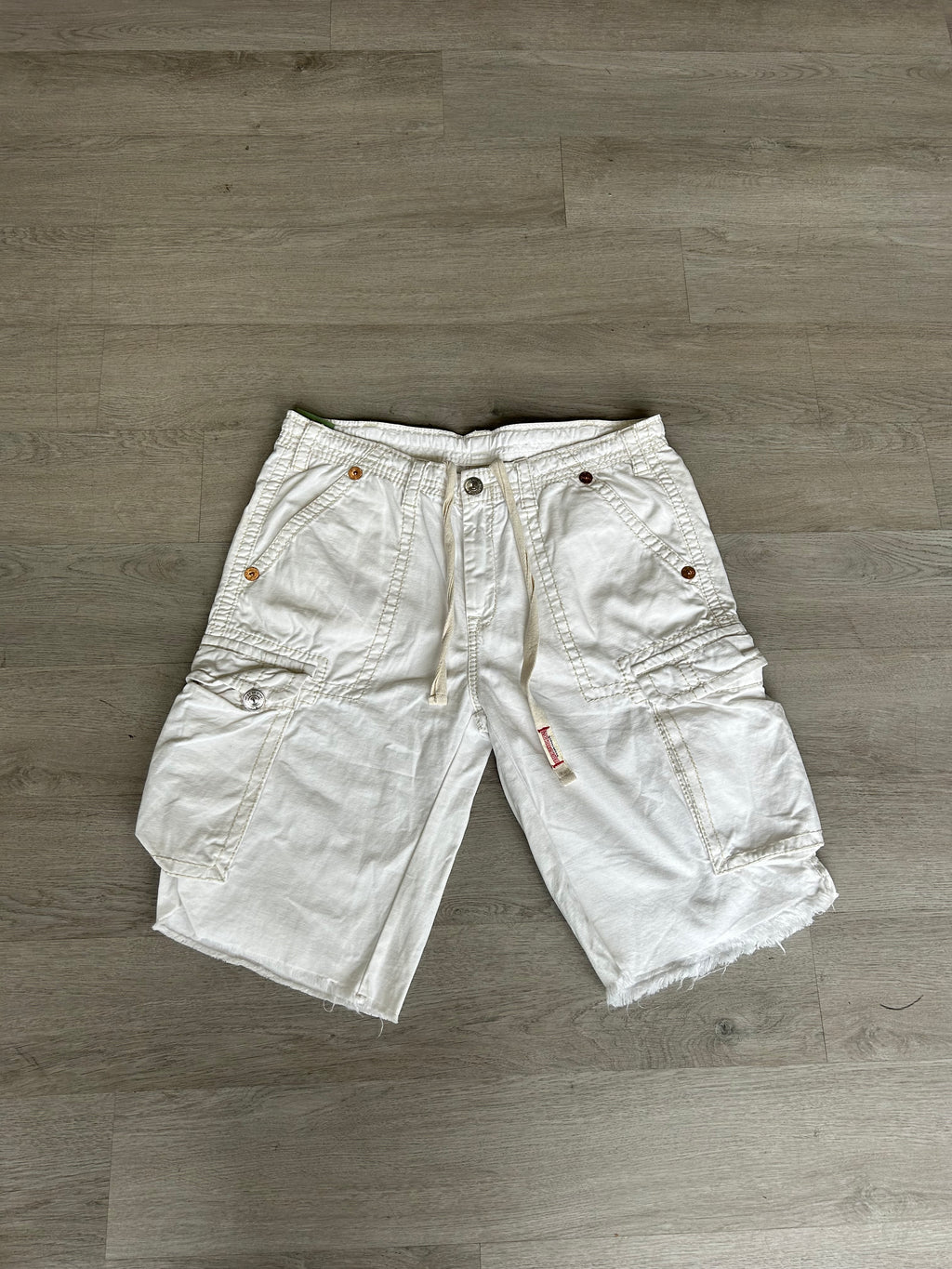 White True Religion Cutoff Shorts