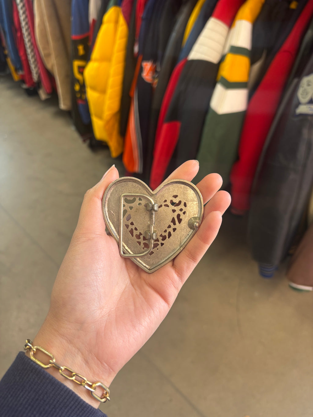 Vintage Heart Yellow Stone Belt Buckle