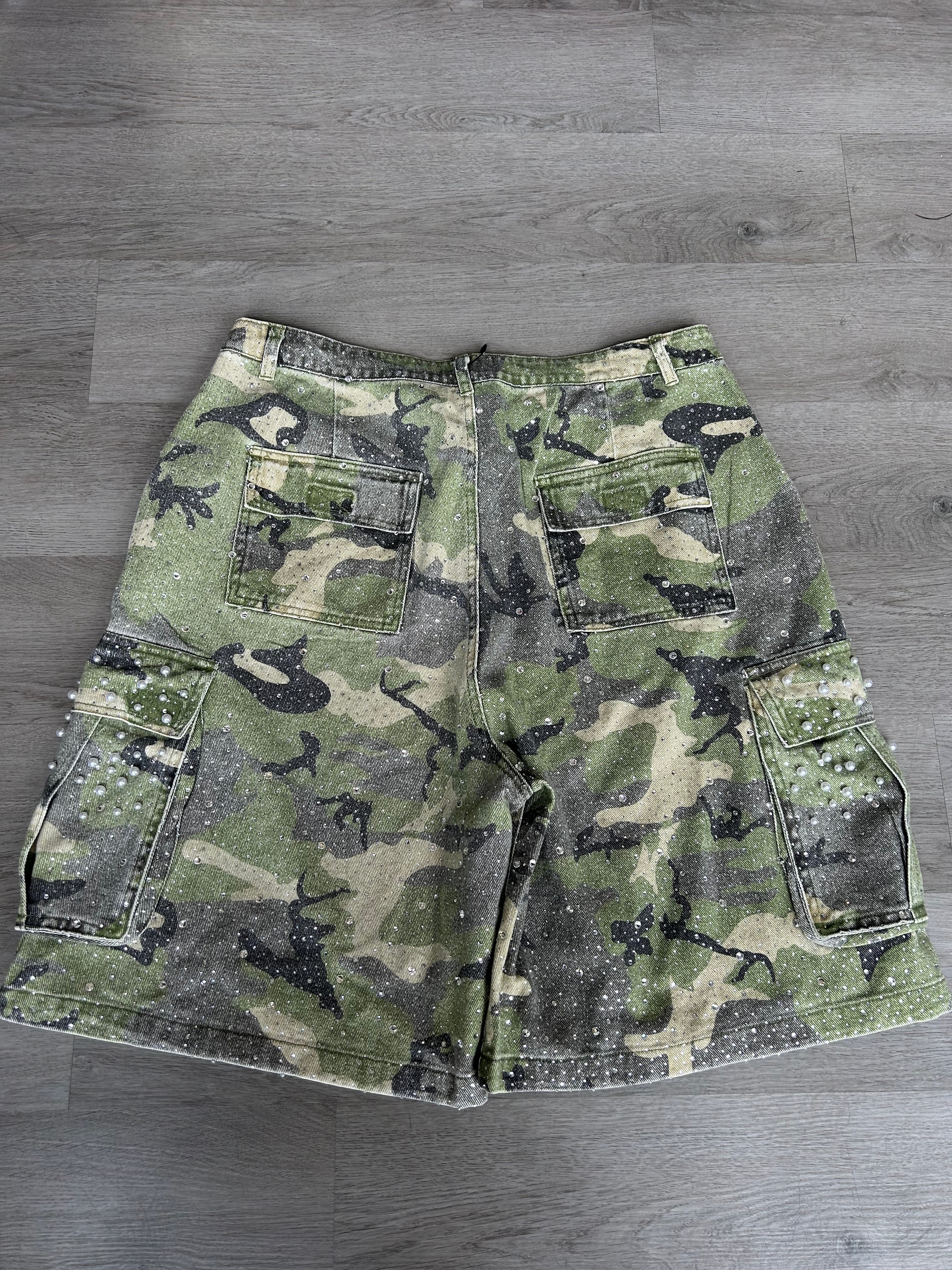 Vale Forever Soulja Camo Bedazzled Jean Shorts Jorts