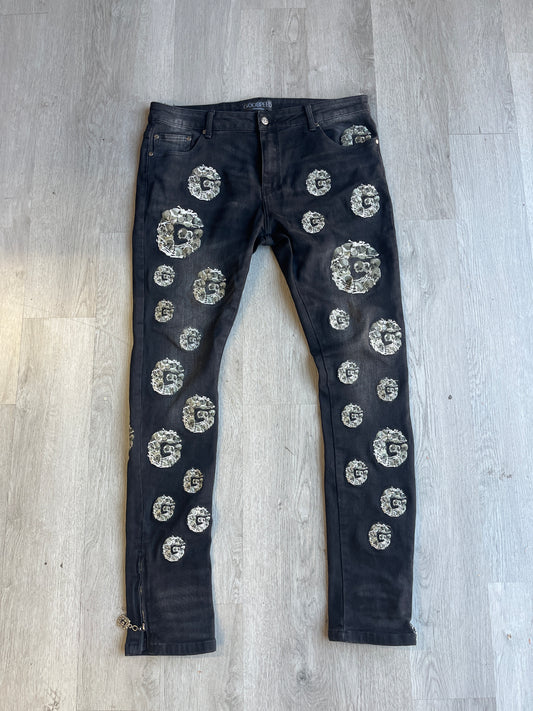 Godspeed Black Skull Embroidery Jeans