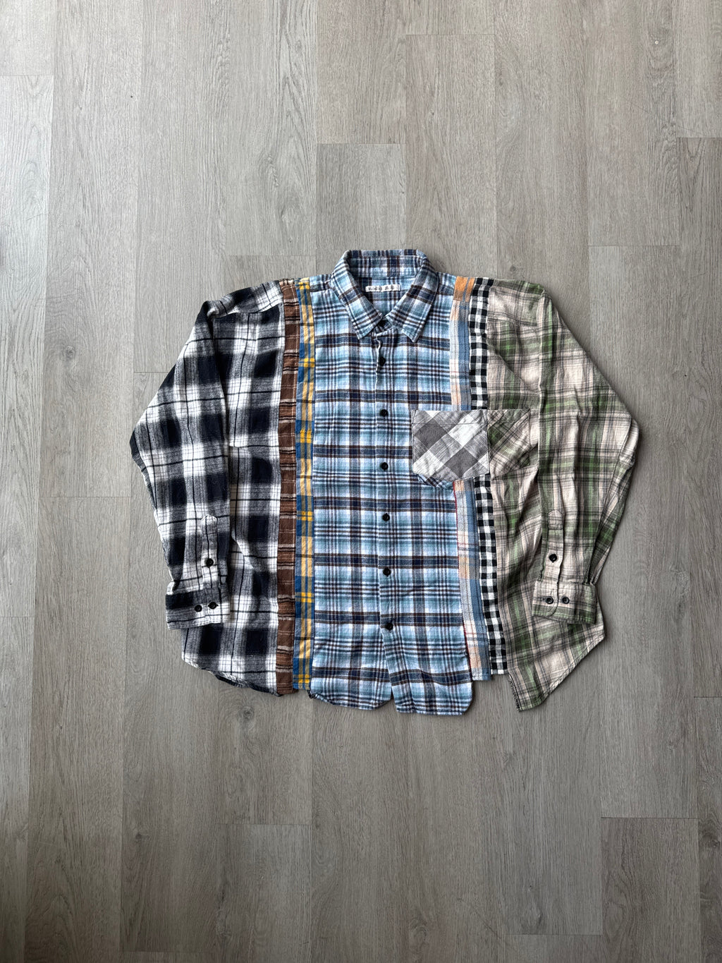 Needles Rebuild By Needles 7 Cut Reworked Flannel Button Up Shirt