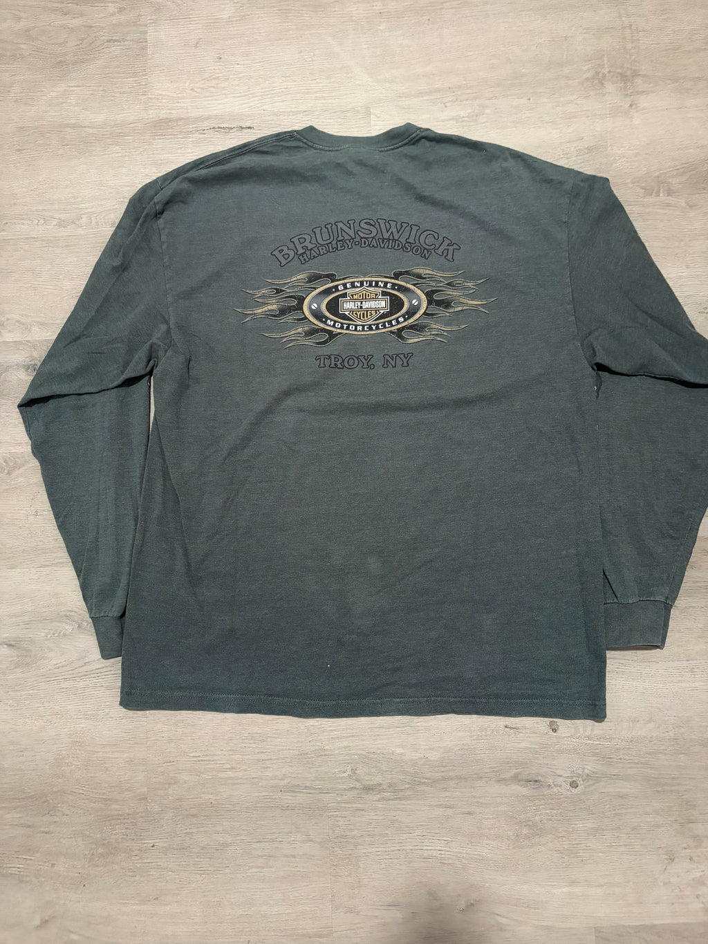 Vintage Y2K Harley Davidson Skulls Troy New York Long Sleeve Tee