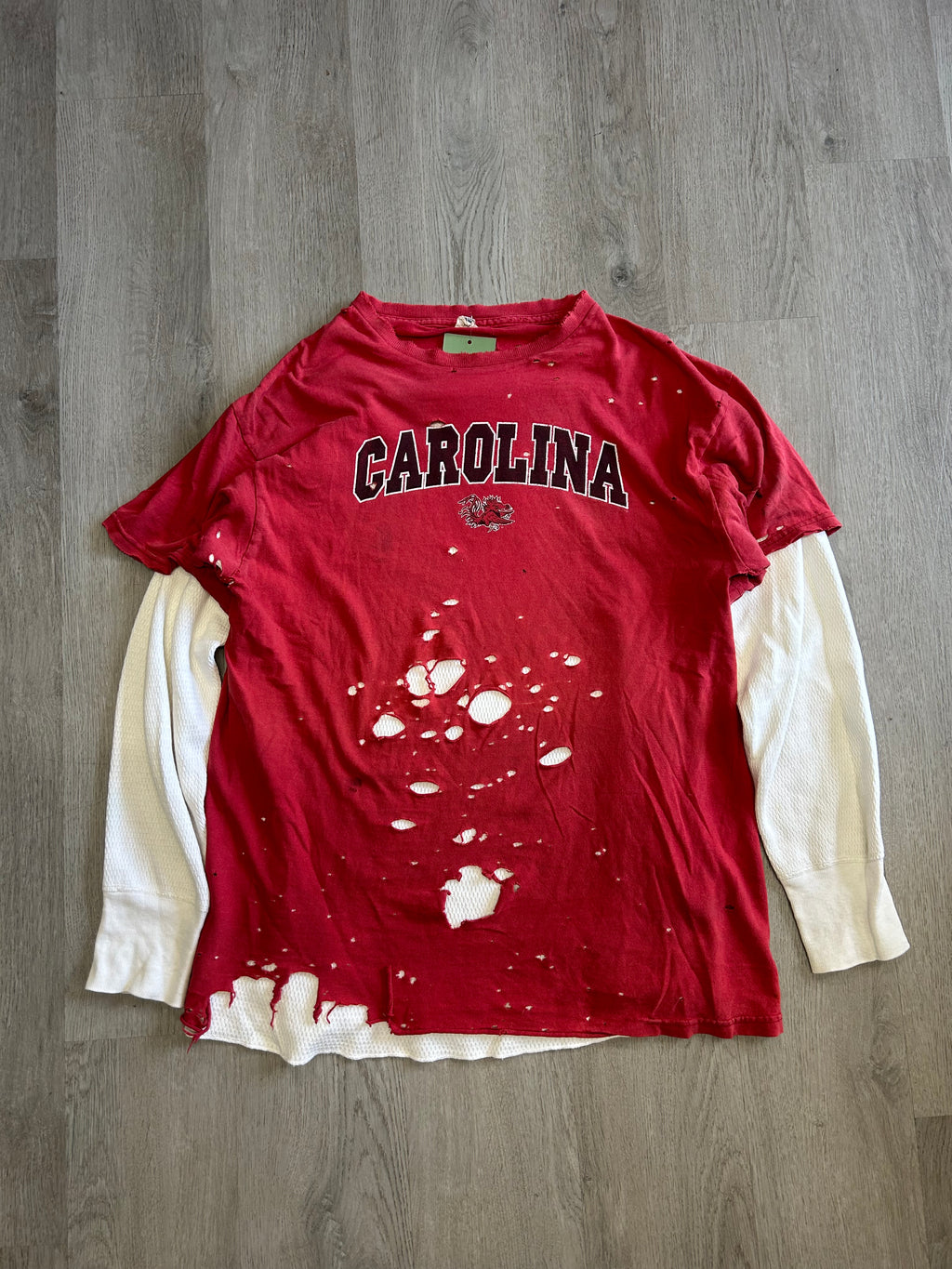 Vintage Univeristy of South Carolina Trashed Thermal Long Sleeve