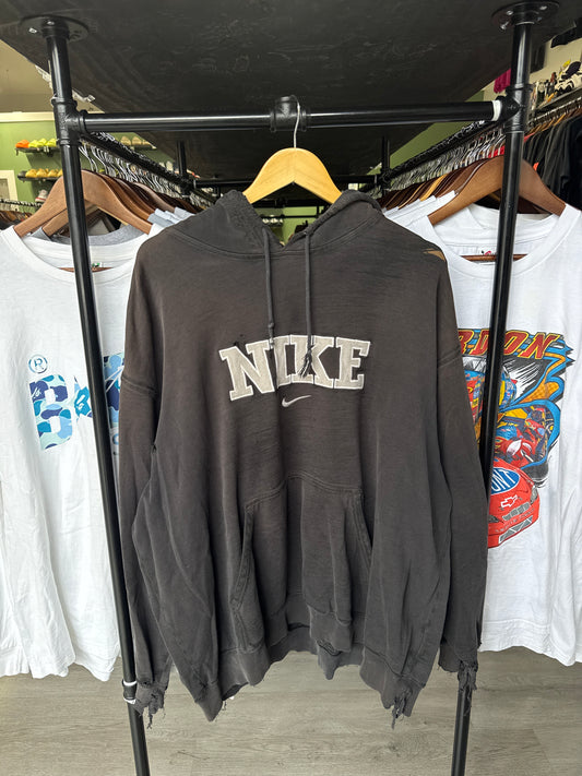 Vintage Nike Distressed Center Swoosh Logo Hoodie
