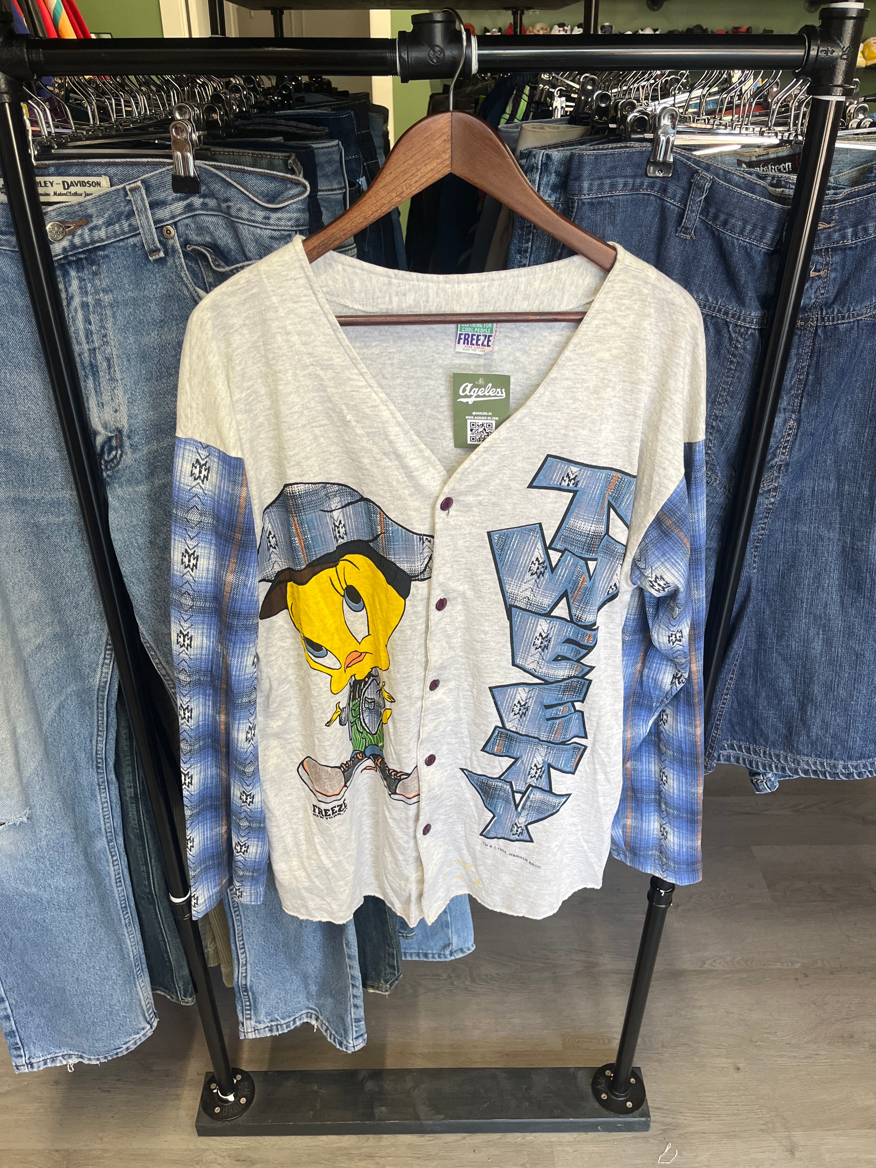 Tweety Bird Plaid Cardigan