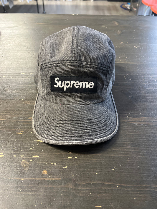 Supreme Coated Denim Camp Cap Black