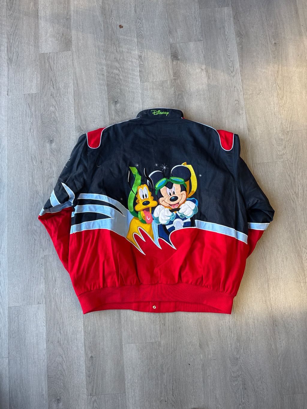 Vintage 2006 JH Design Jeff Hamilton Nascar Daytona 500 Mickey Mouse & Friends Varsity Jacket