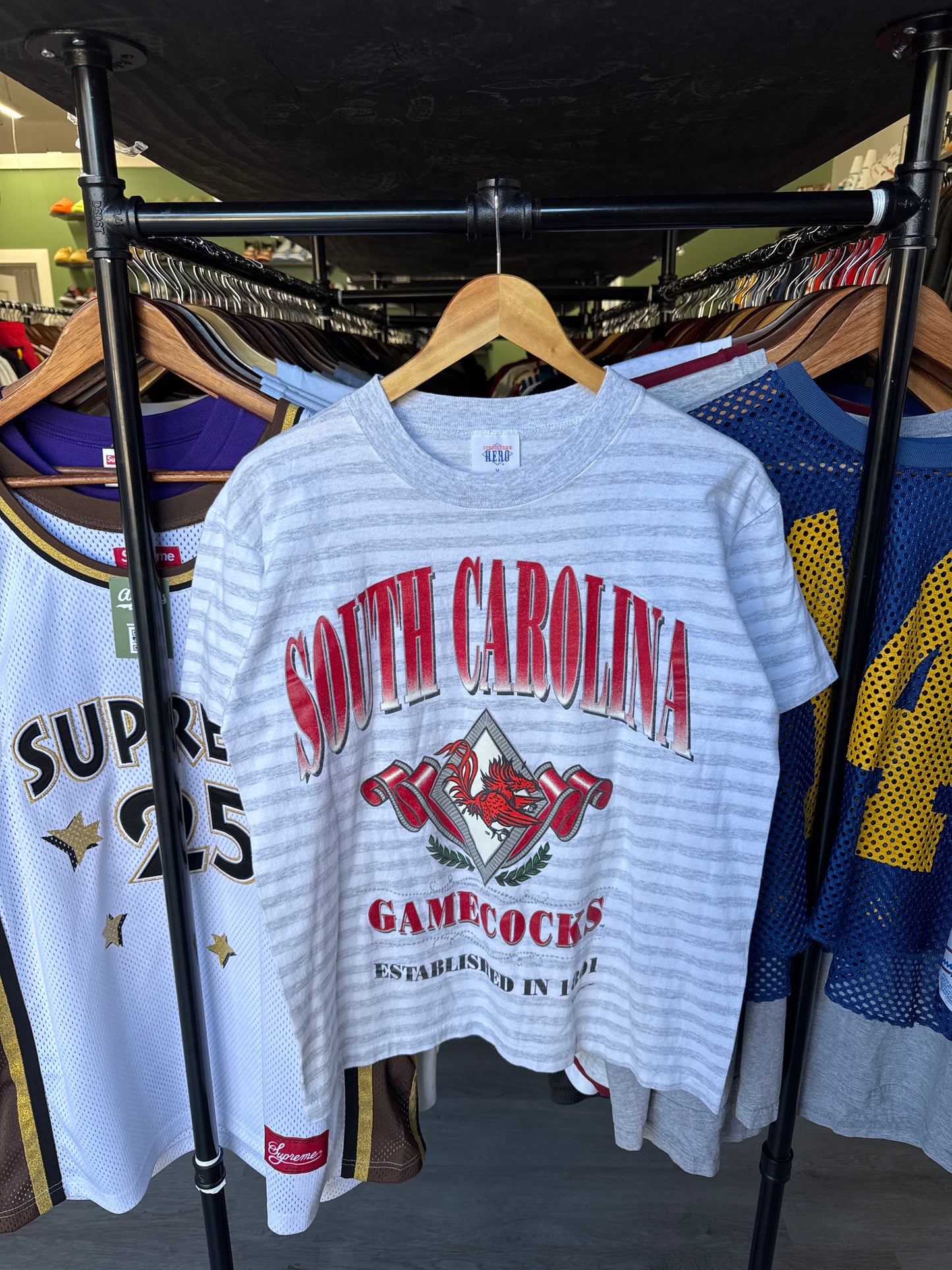 Vintage 1991 University Of South Carolina Gamecocks Striped Tee