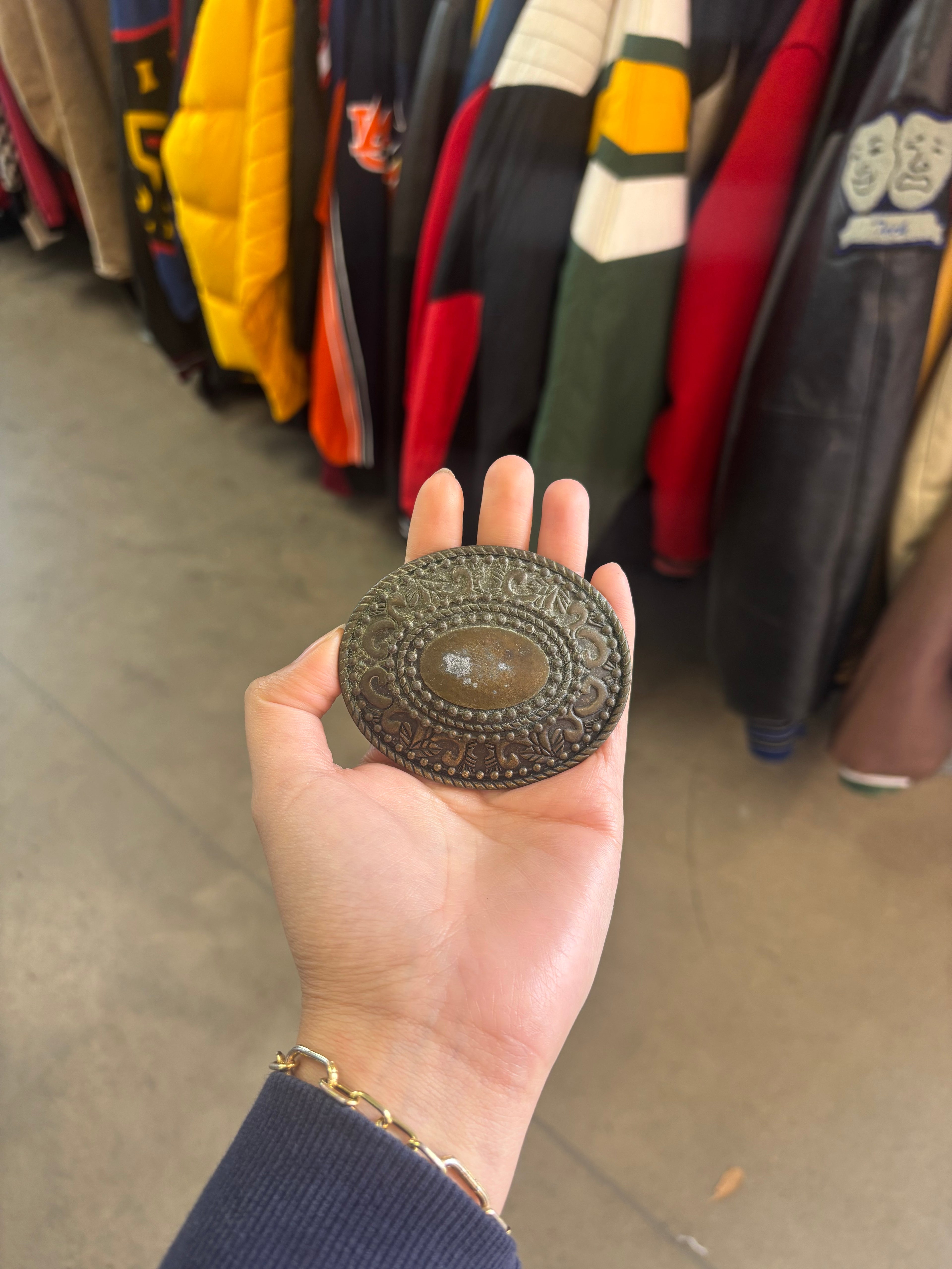 Vintage Oval Brass Belt Buckle