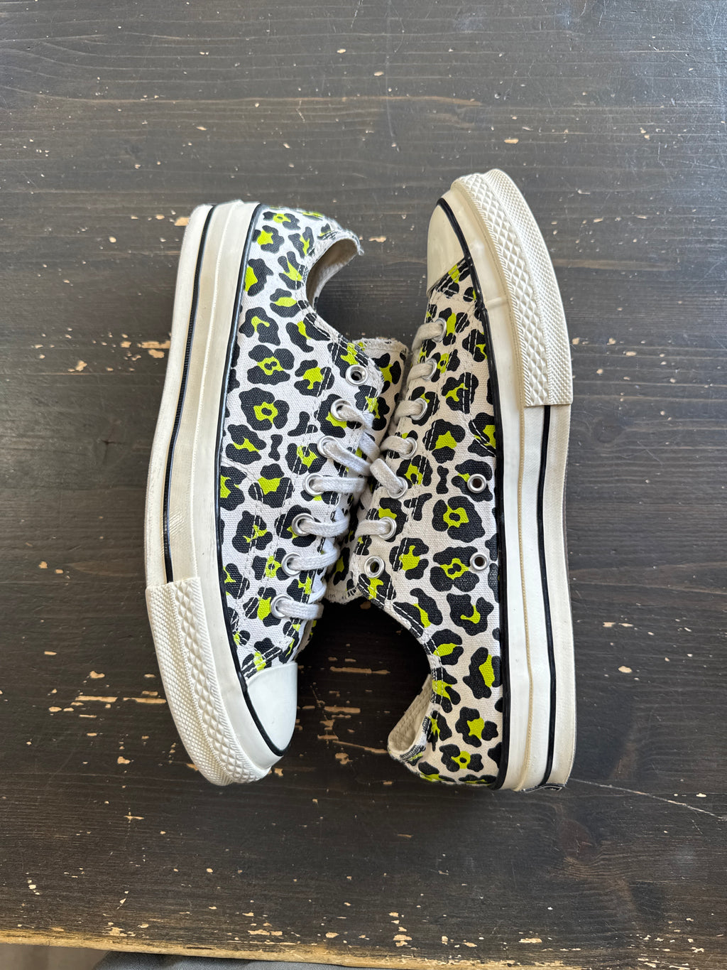 Pre-owned Converse Chuck Taylor All Star 70 Ox Leopard White Bold Lime