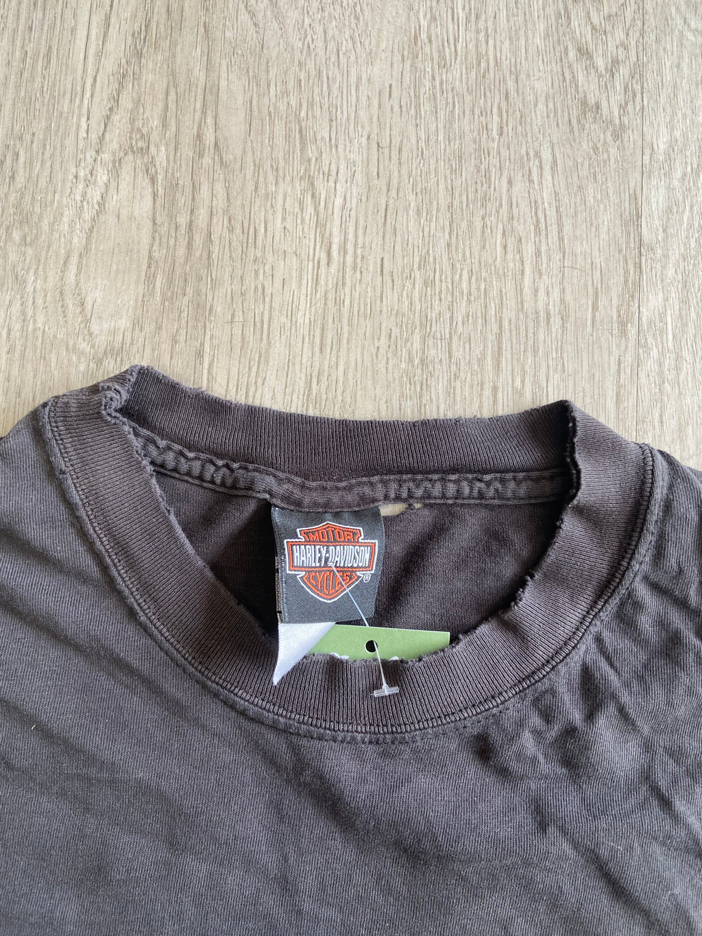 Vintage Black Faded & Distressed Harley Davidson Lake Shore Tee