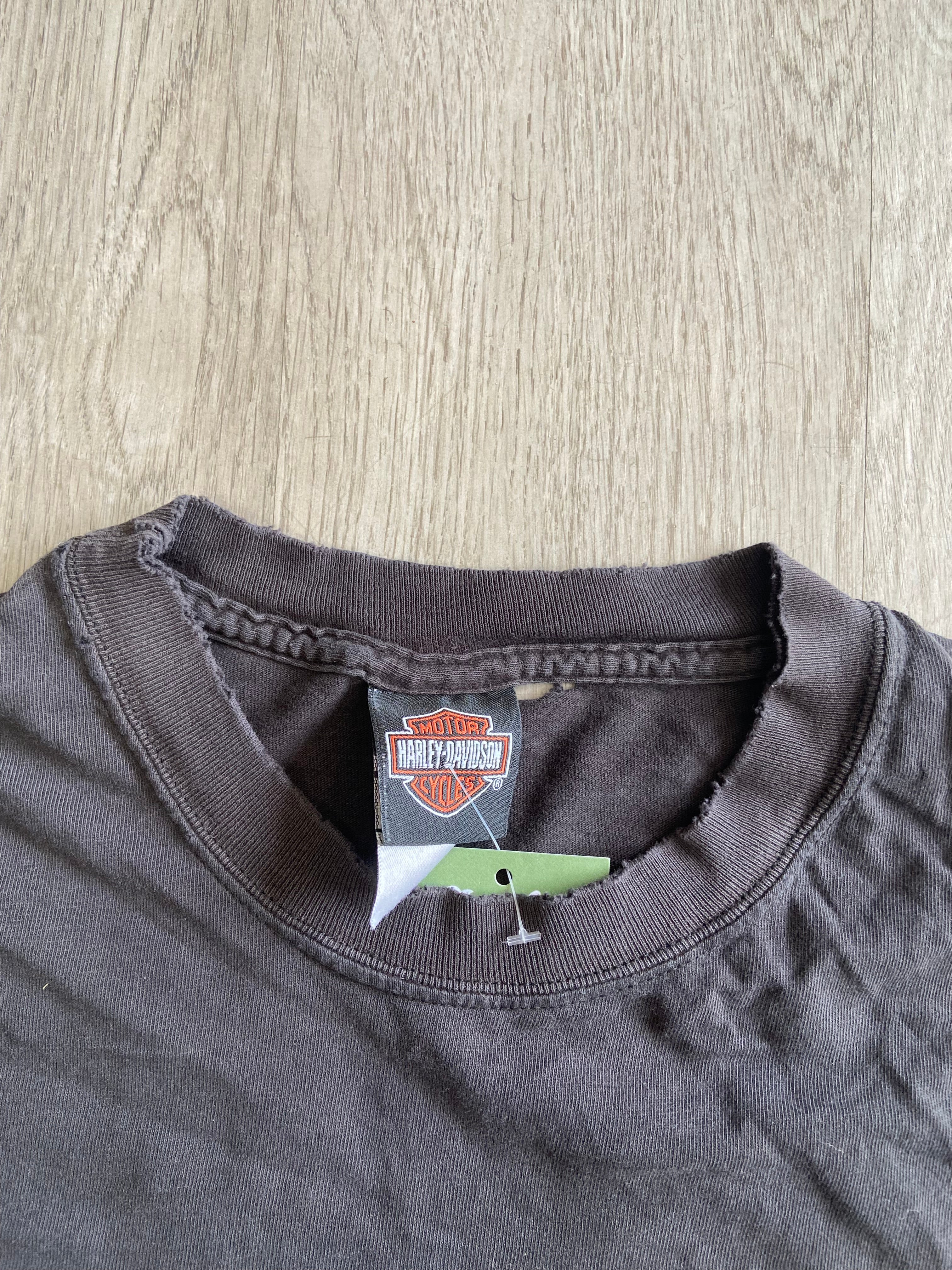 Vintage Black Faded & Distressed Harley Davidson Lake Shore Tee
