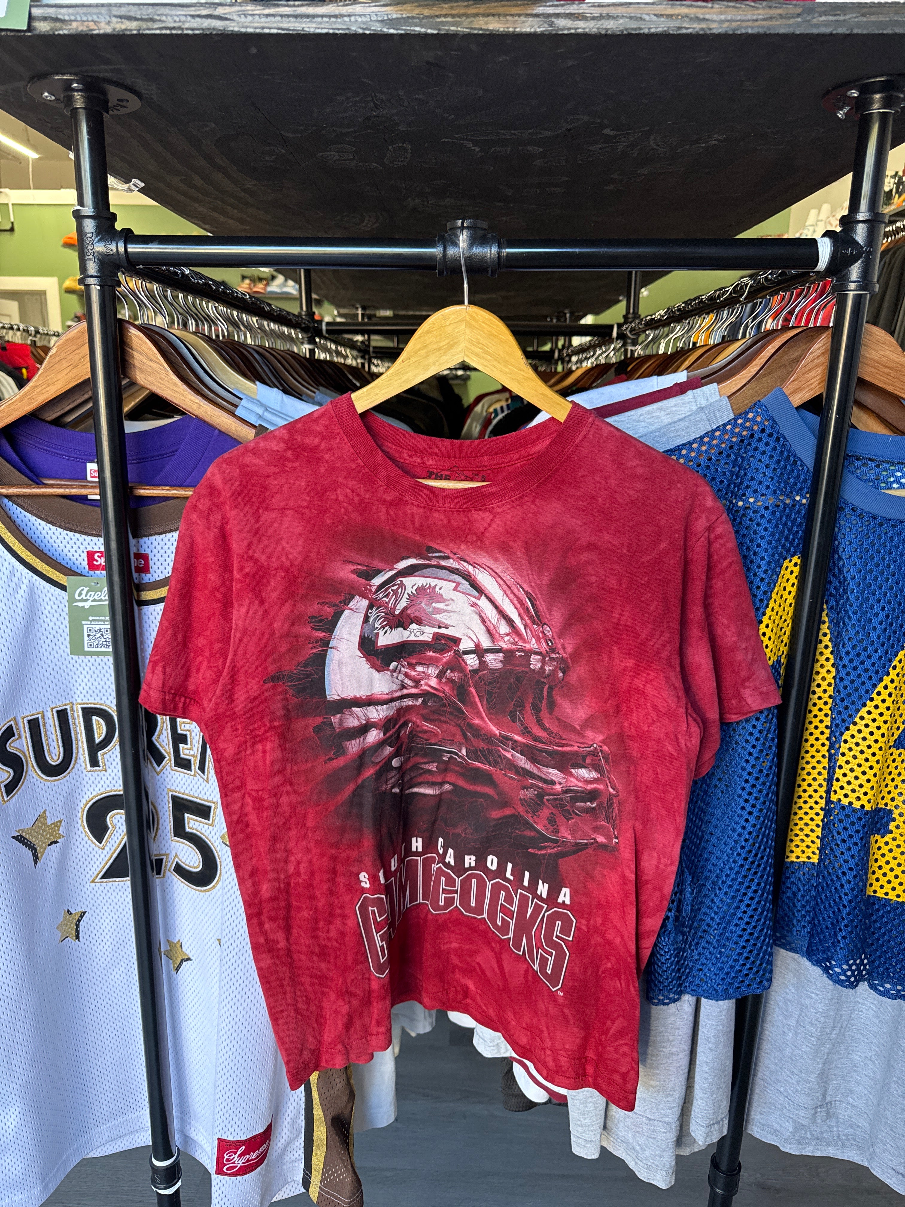 The Mountain University Of South Carolina Gamecocks Helmet Tie Dye Tee