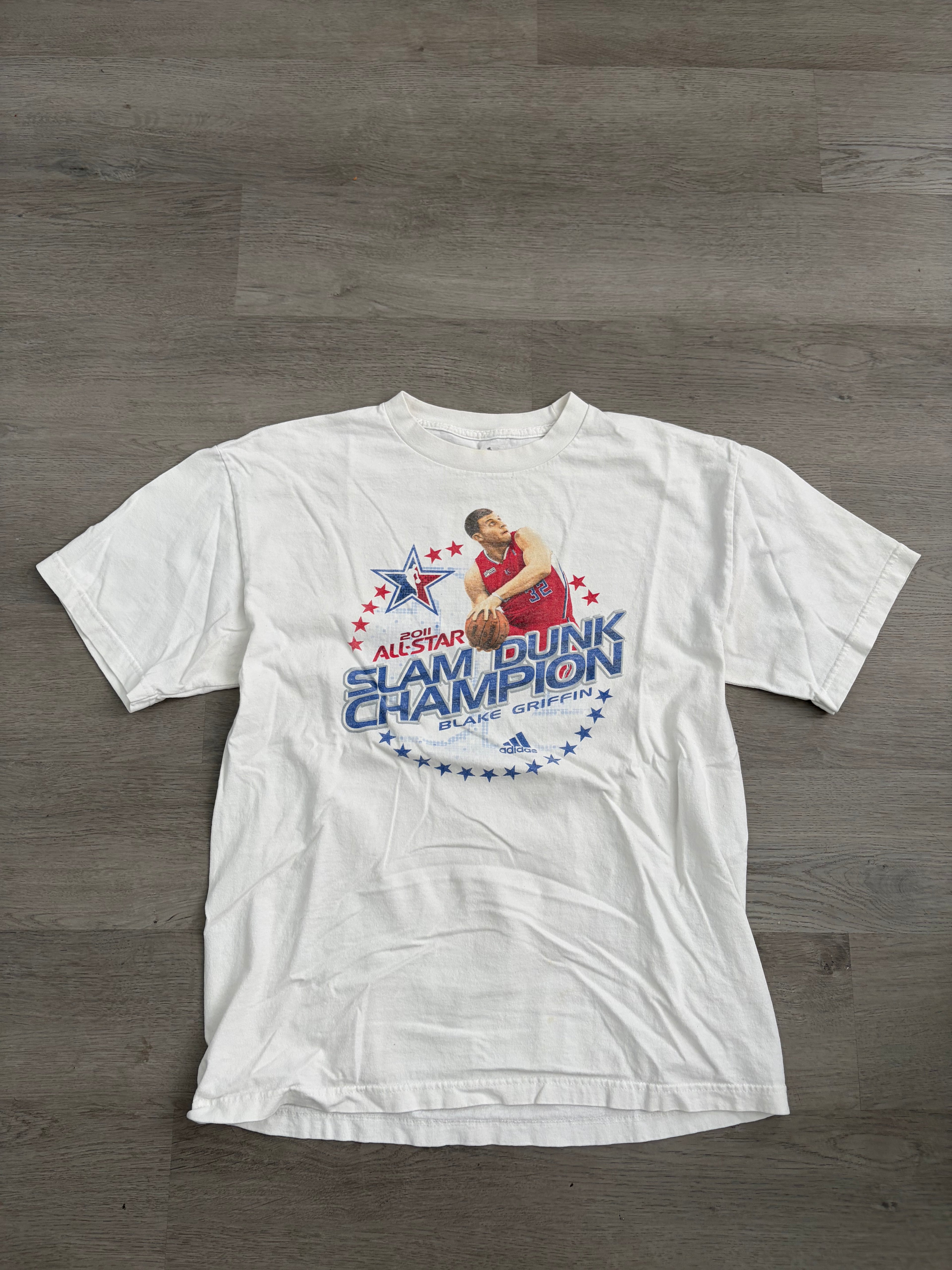 White Adidas Blake Griffin Slam Dunk Champion Tee