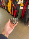 Vintage Heart Shaped Bedazzled Brass Belt Buckle