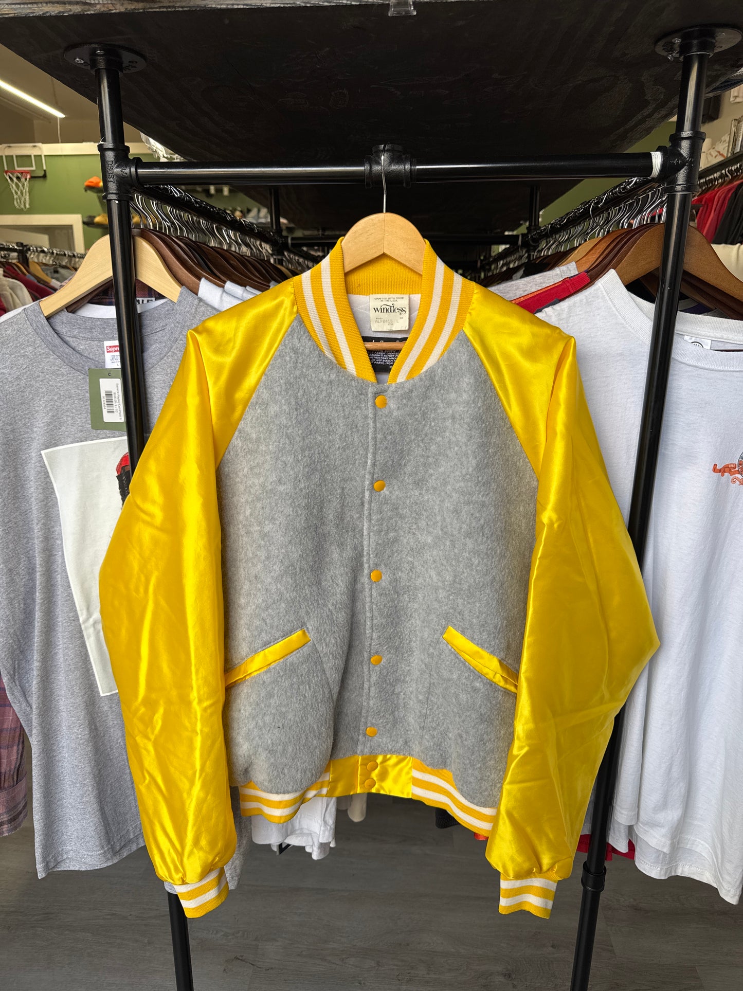 Vintage 80s Windless USA Polarfleece Satin Fleece Varsity Jacket