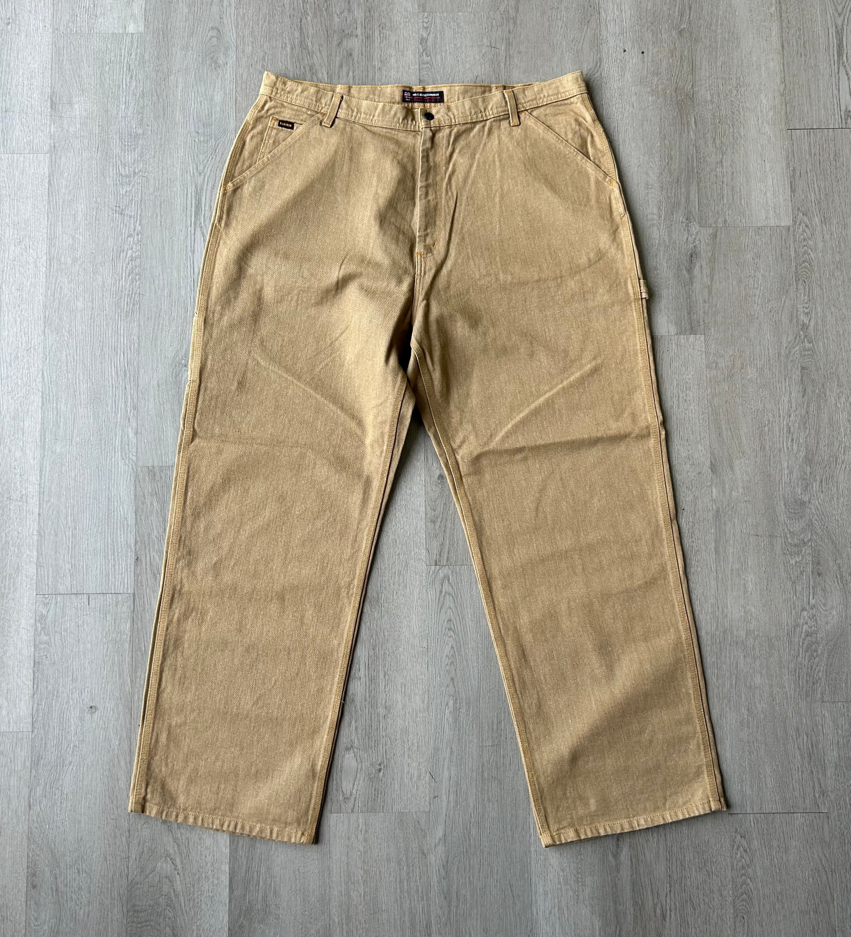 Polo Jeans Co. Ralph Lauren Tan Duck Canvas Carpenter Pants