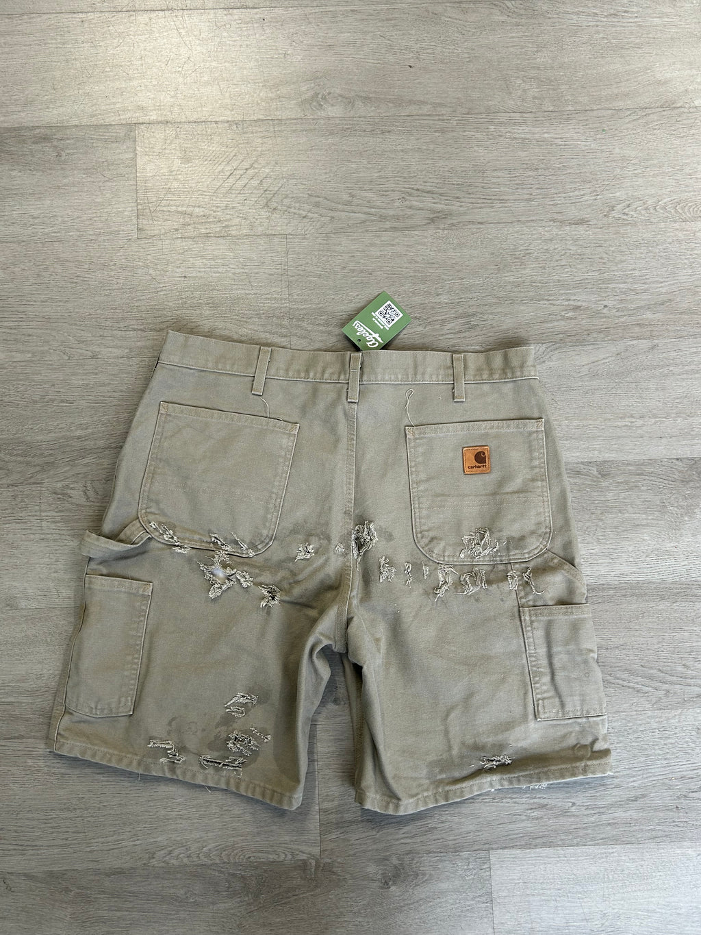 Carhartt Distressed Faded Khaki Beige Cargo Shorts