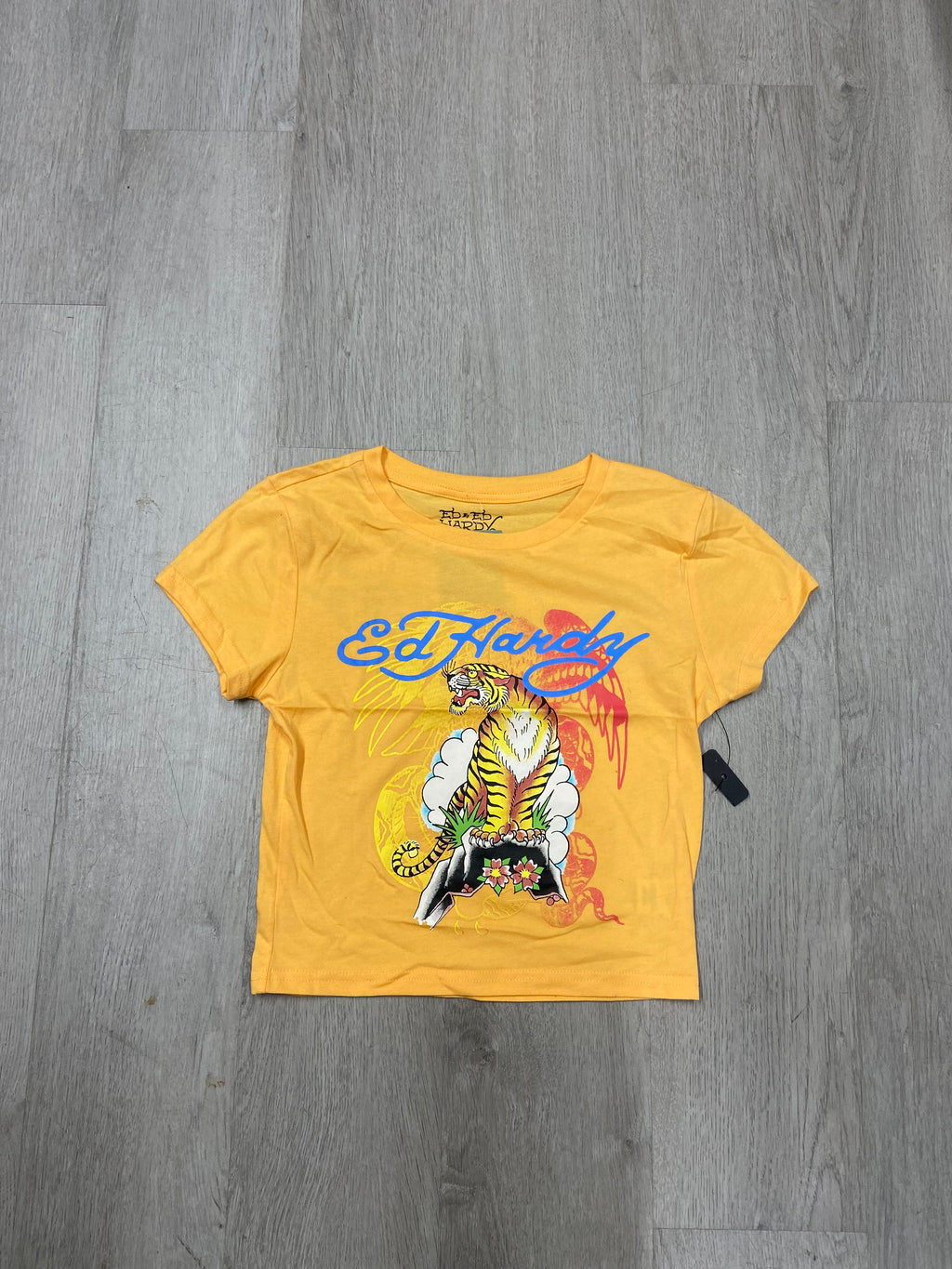 Women’s Ed Hardy Orange Tiger Cropped Baby Tee