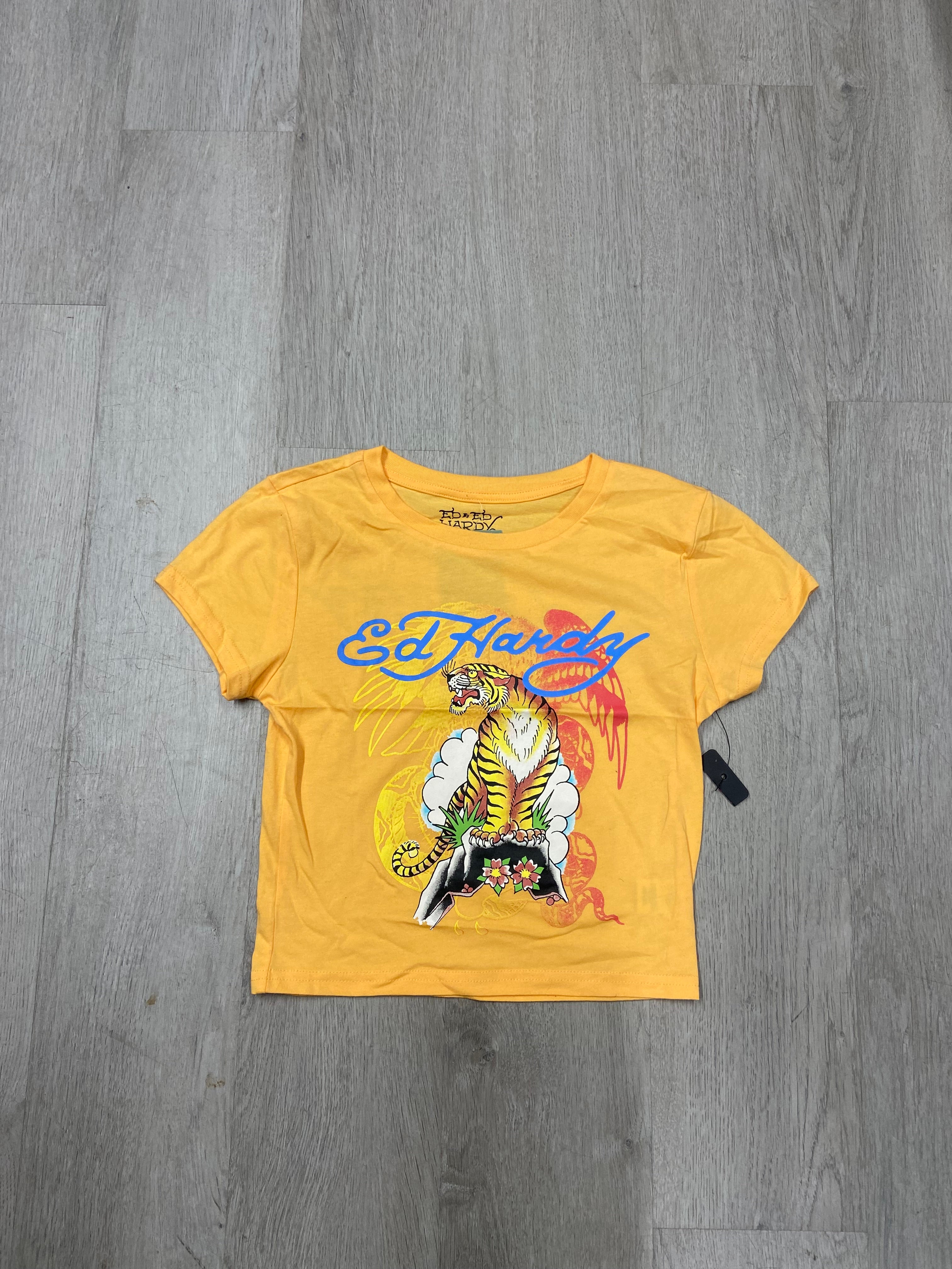 Women’s Ed Hardy Orange Tiger Cropped Baby Tee