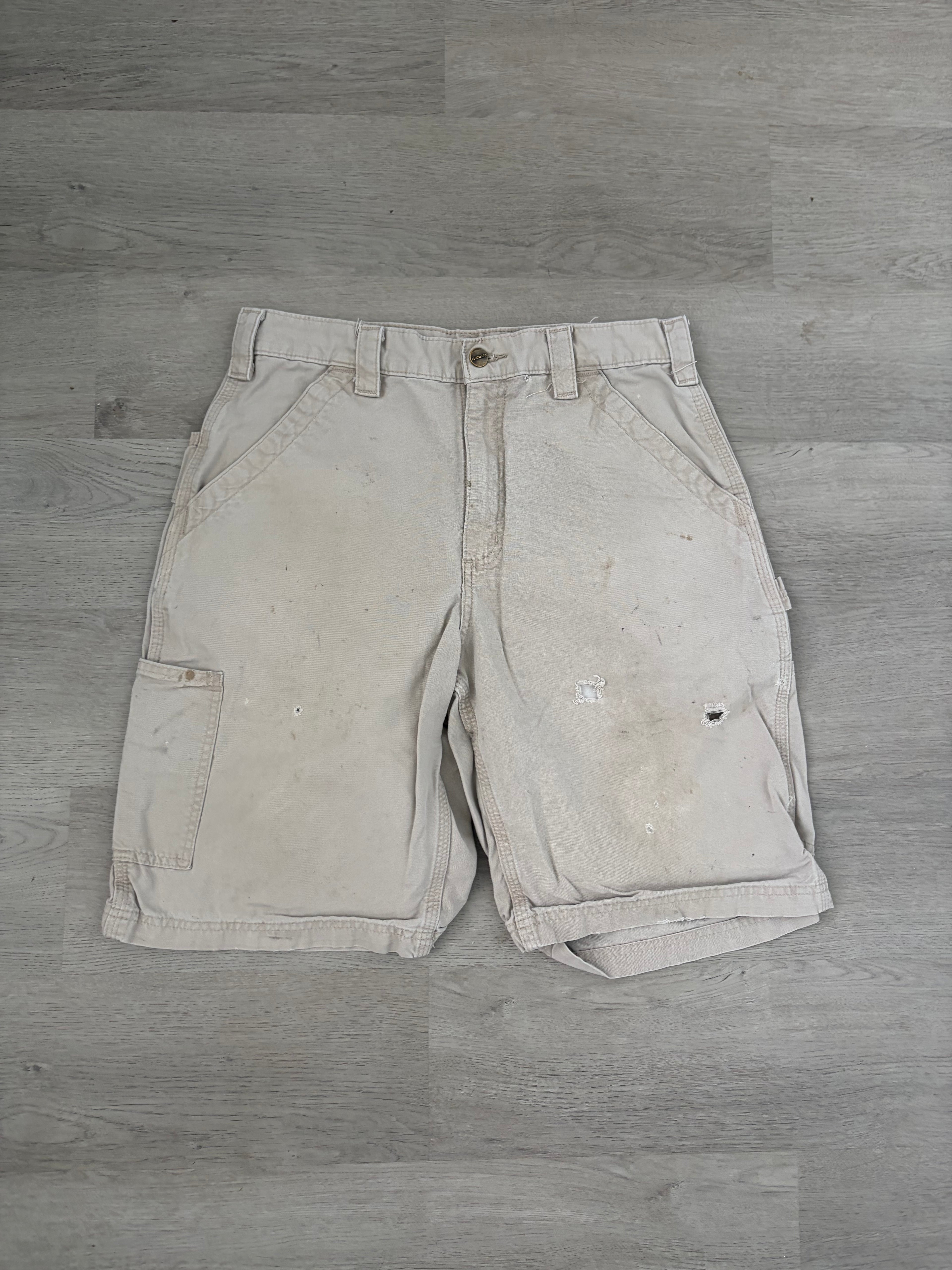 Tan Carhartt Distressed Cargo Shorts