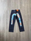 Evisu Japanese Blue Wave Art Selvedge Denim Jeans