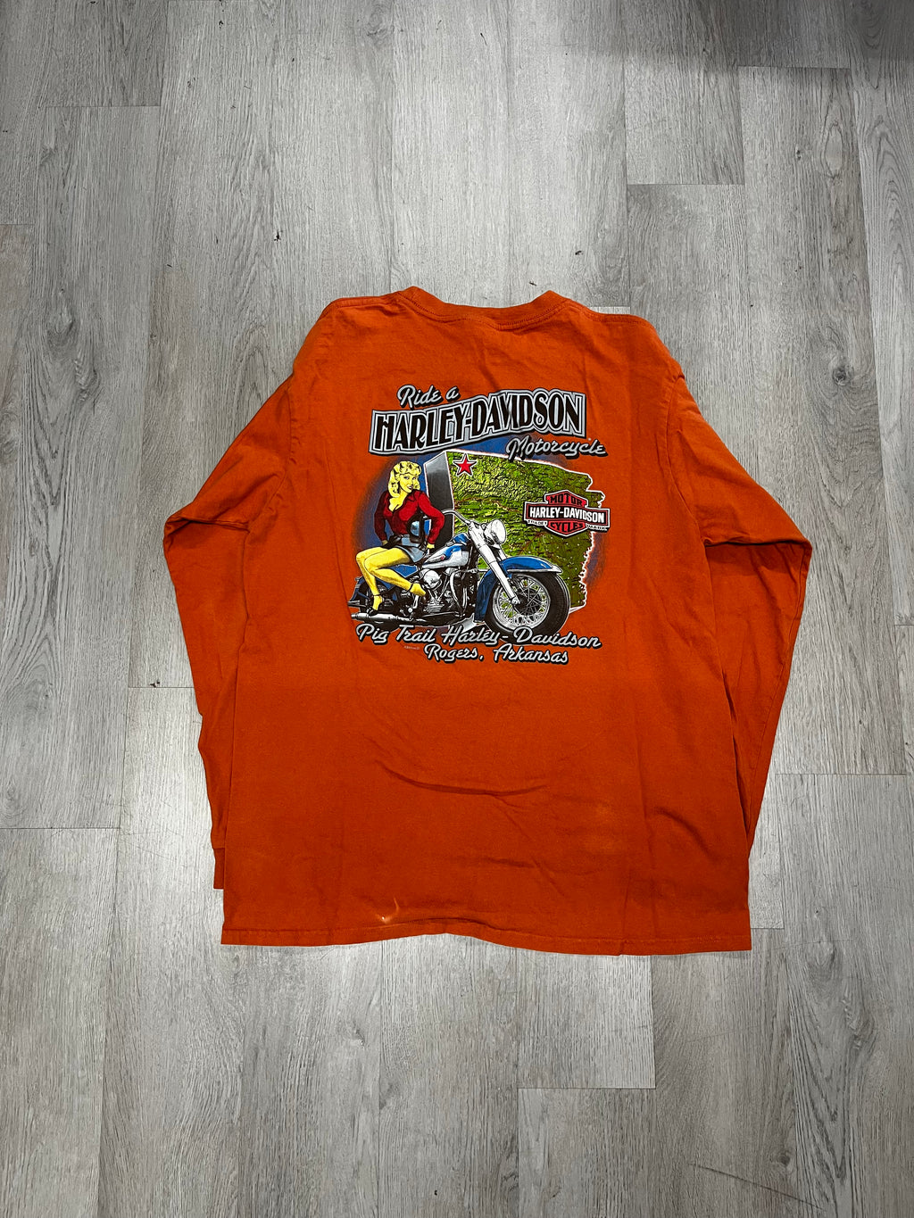 Harley Davidson ‘Ride a Harley’ Arkansas Flame Longsleeve Tee