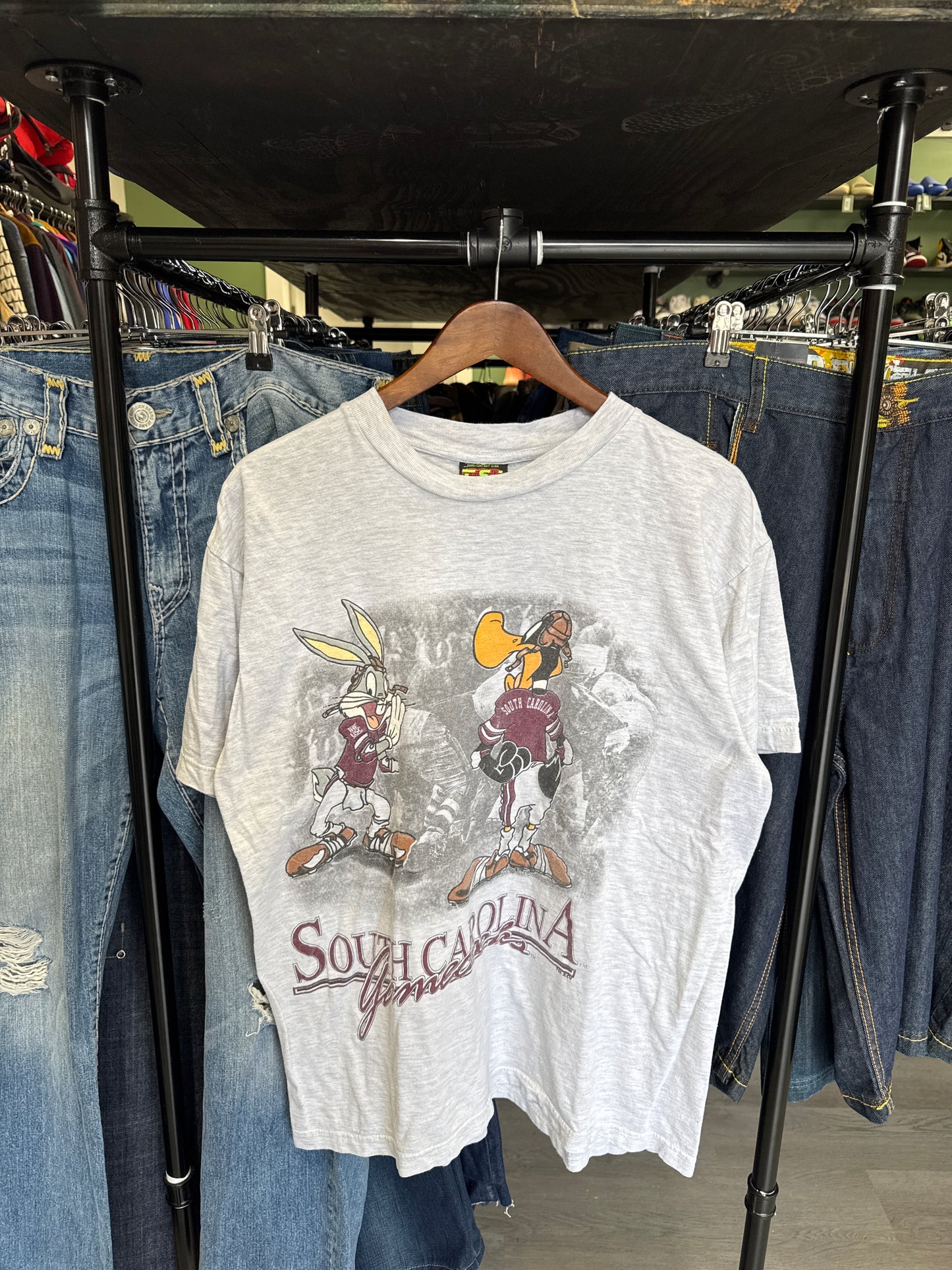 Vintage 1995 Warner Bros University Of South Carolina Gamecocks Football Tee