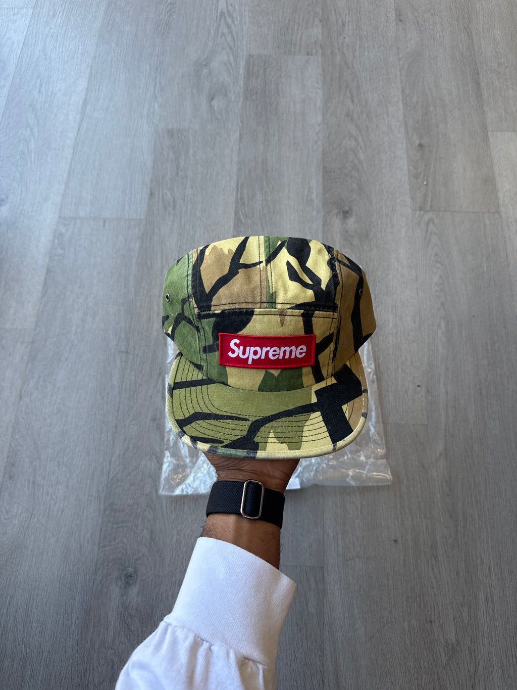 Supreme 5-Panel Predator Olive Camo Camp Cap Hat (FW26)