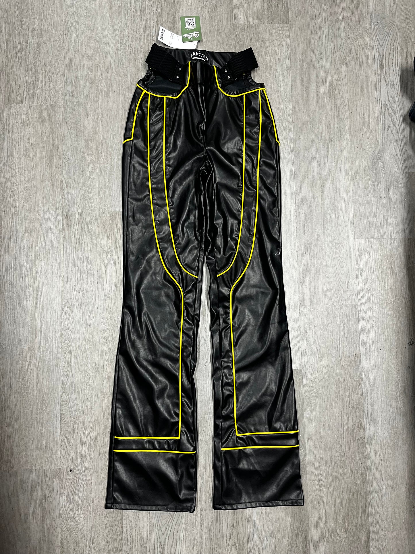 I.Am.Gia Women’s Nora Faux Leather Pant in Black & Yellow