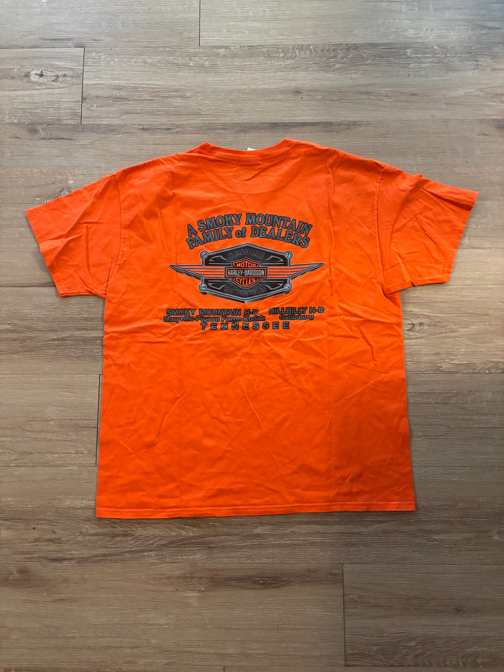 Vintage Orange Harley Davidson Eagle Tee